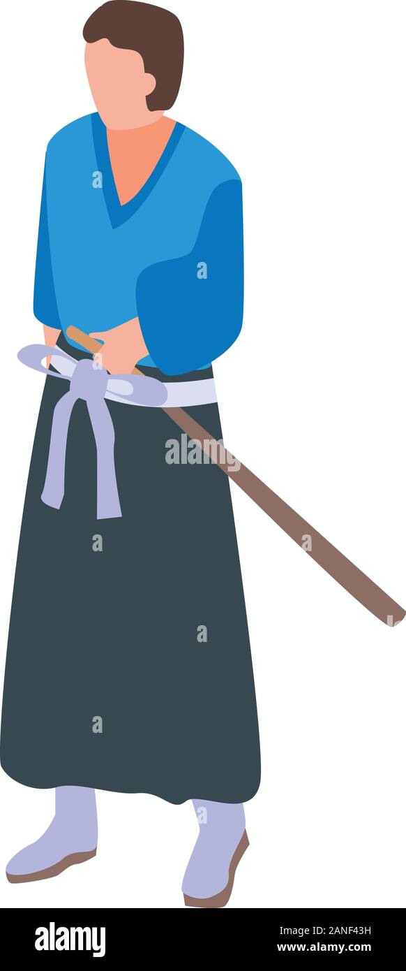 Samurai man icon, isometric style Stock Vector