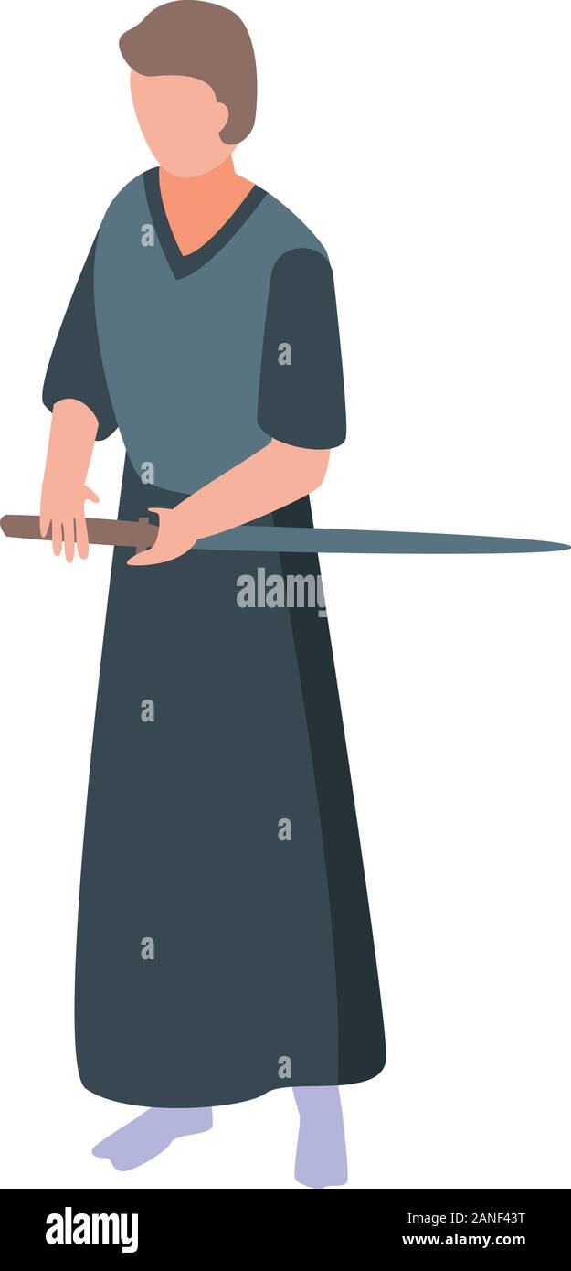 Male samurai icon, isometric style Stock Vector
