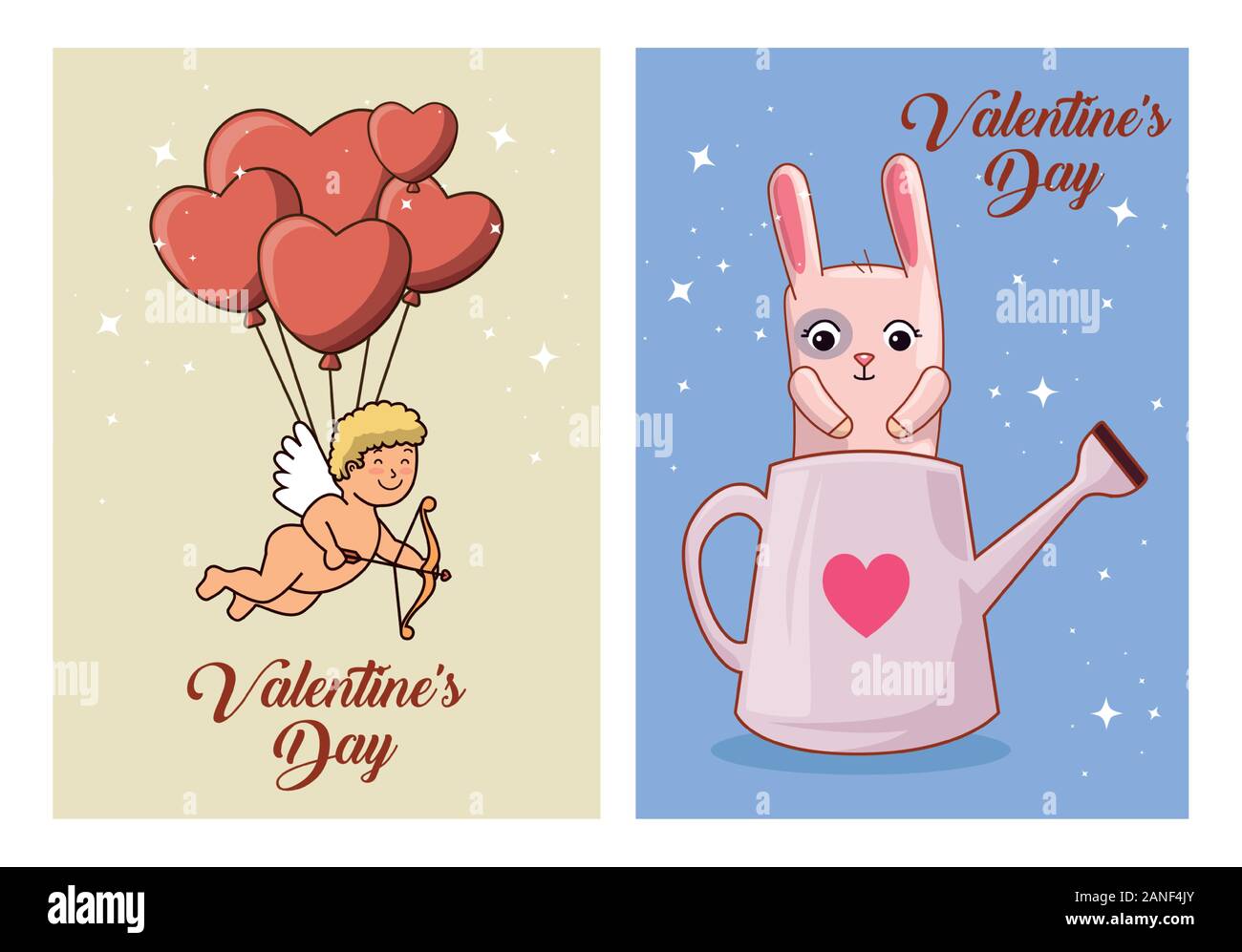set of happy valentines day cards with decoration Stock Vector Image ...