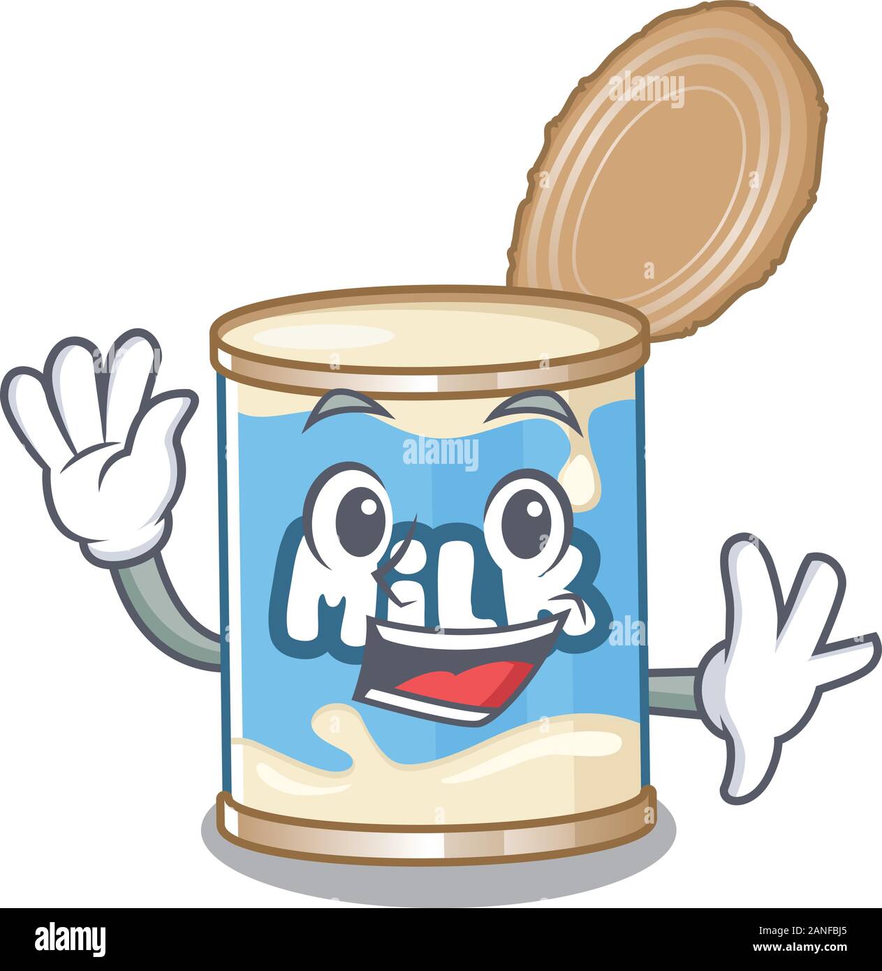 Waving friendly condensed milk cartoon character design Stock Vector Image  & Art - Alamy