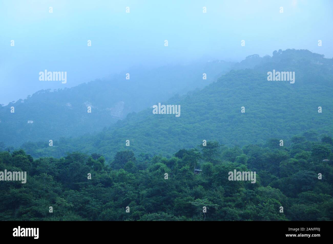 View of dense cloud in the hills of Jammu Stock Photo