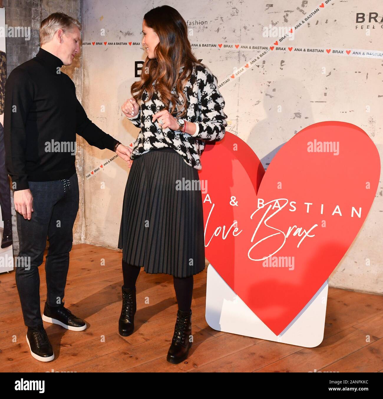Berlin, Germany. 14th Jan, 2020. Bastian Schweinsteiger, national football  player, and his wife Ana Ivanovic are brand ambassadors for the fashion  company BRAX. During the Berlin Fashion Week, they come to a
