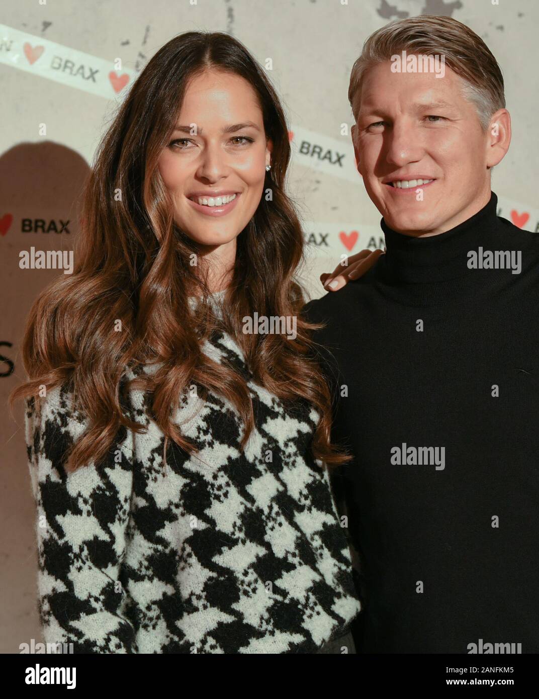 Berlin, Germany. 14th Jan, 2020. Bastian Schweinsteiger, national soccer  player, and his wife Ana Ivanovic at a customer event of the label Brax in  the building "Fabrik 23". They are brand ambassadors