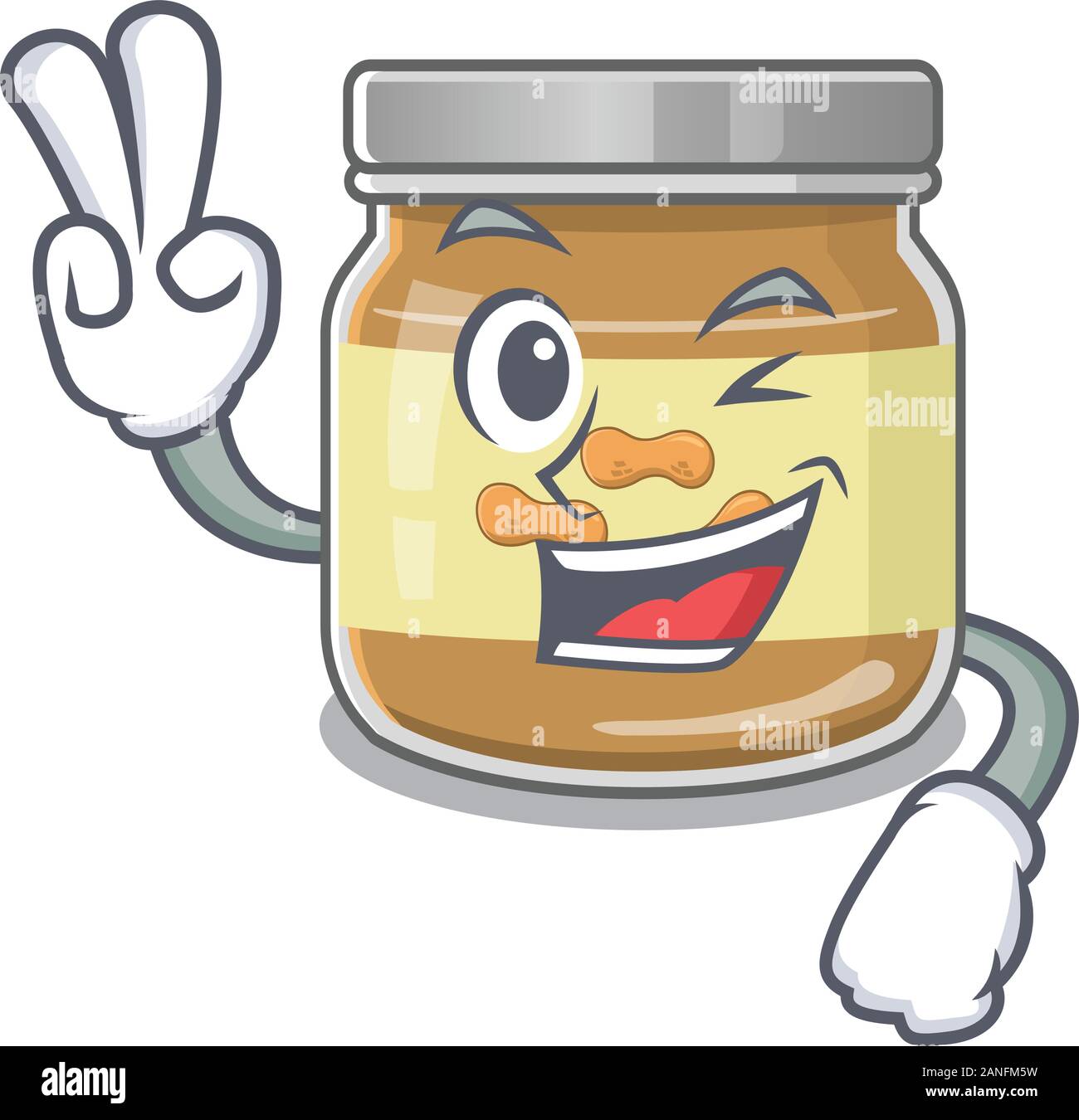 Smiley mascot of peanut butter cartoon Character with two fingers Stock  Vector Image & Art - Alamy