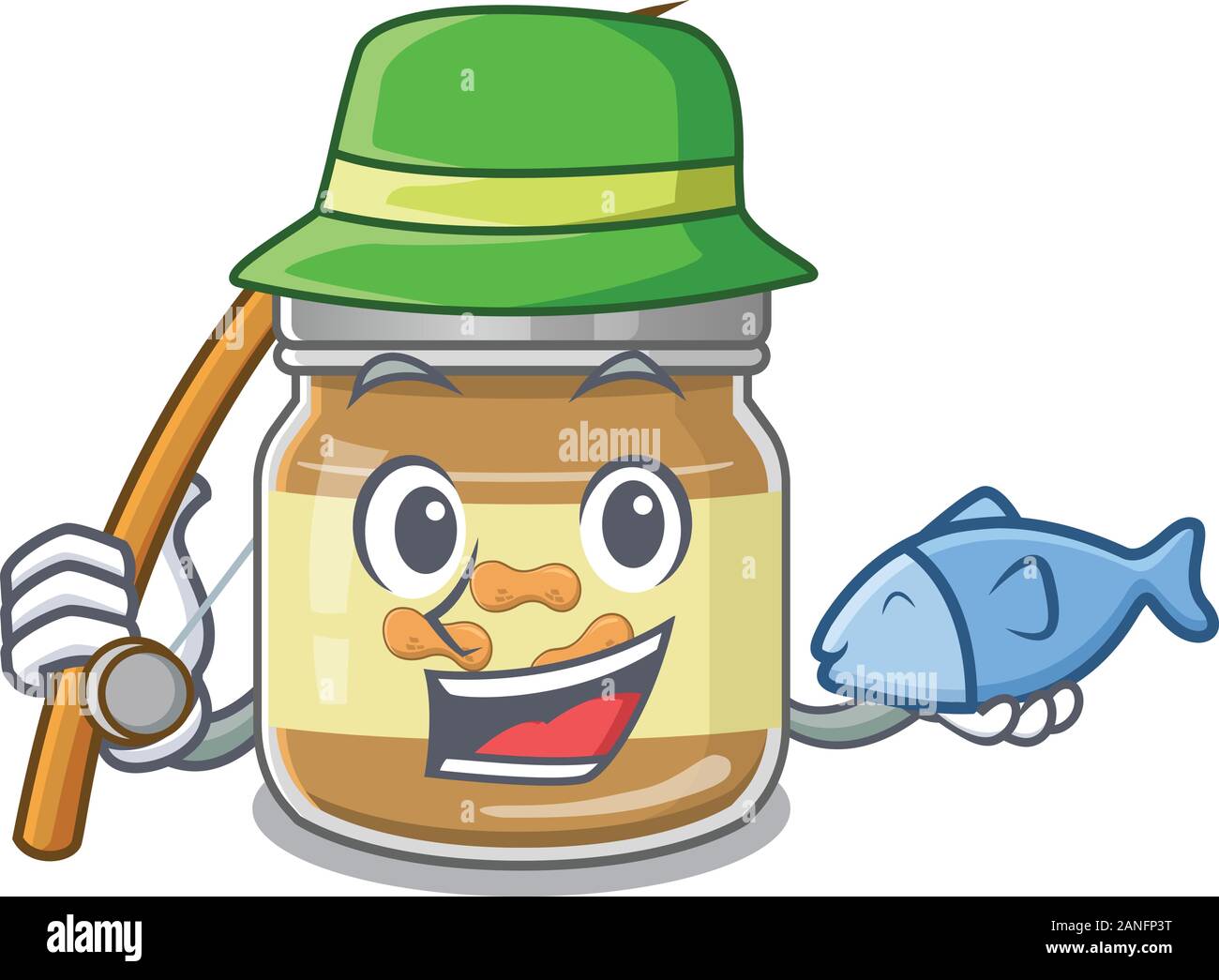 A Picture of happy Fishing peanut butter design Stock Vector Image
