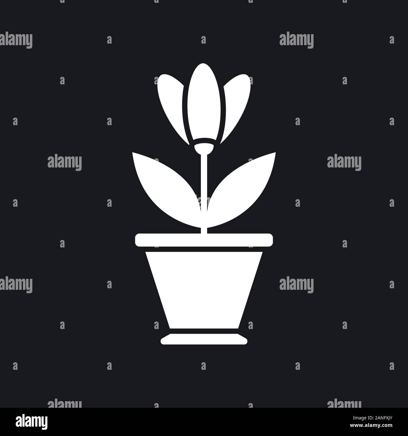 Flowerpot icon, vectorized plants in a pot, flower symbol Stock Vector