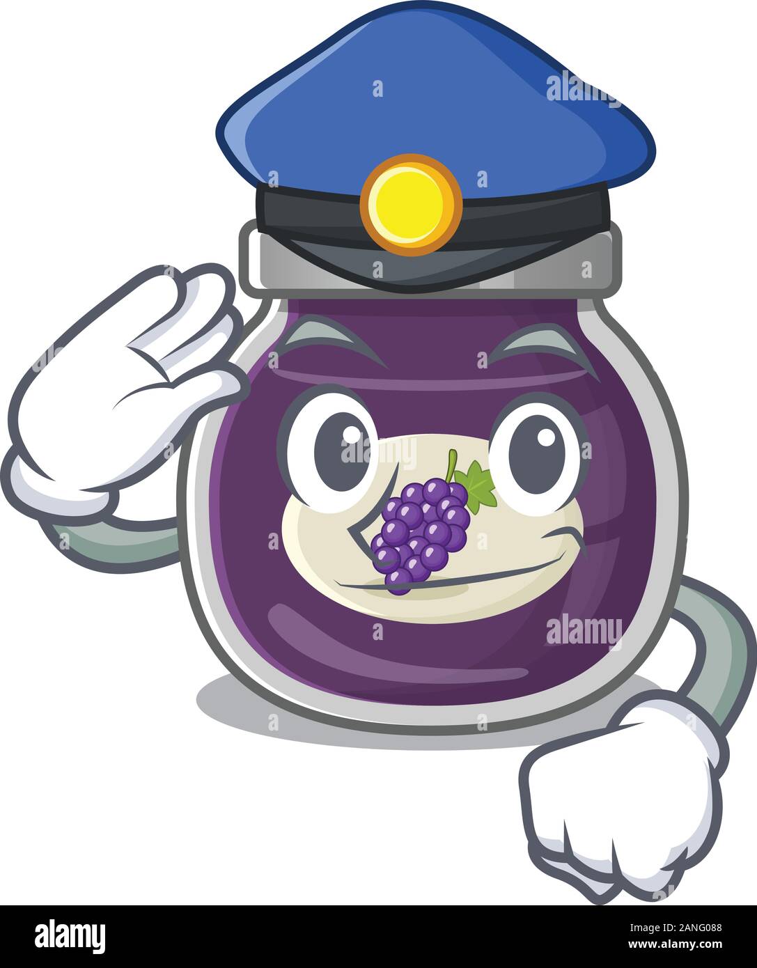 Grape jam Cartoon mascot performed as a Police officer Stock Vector