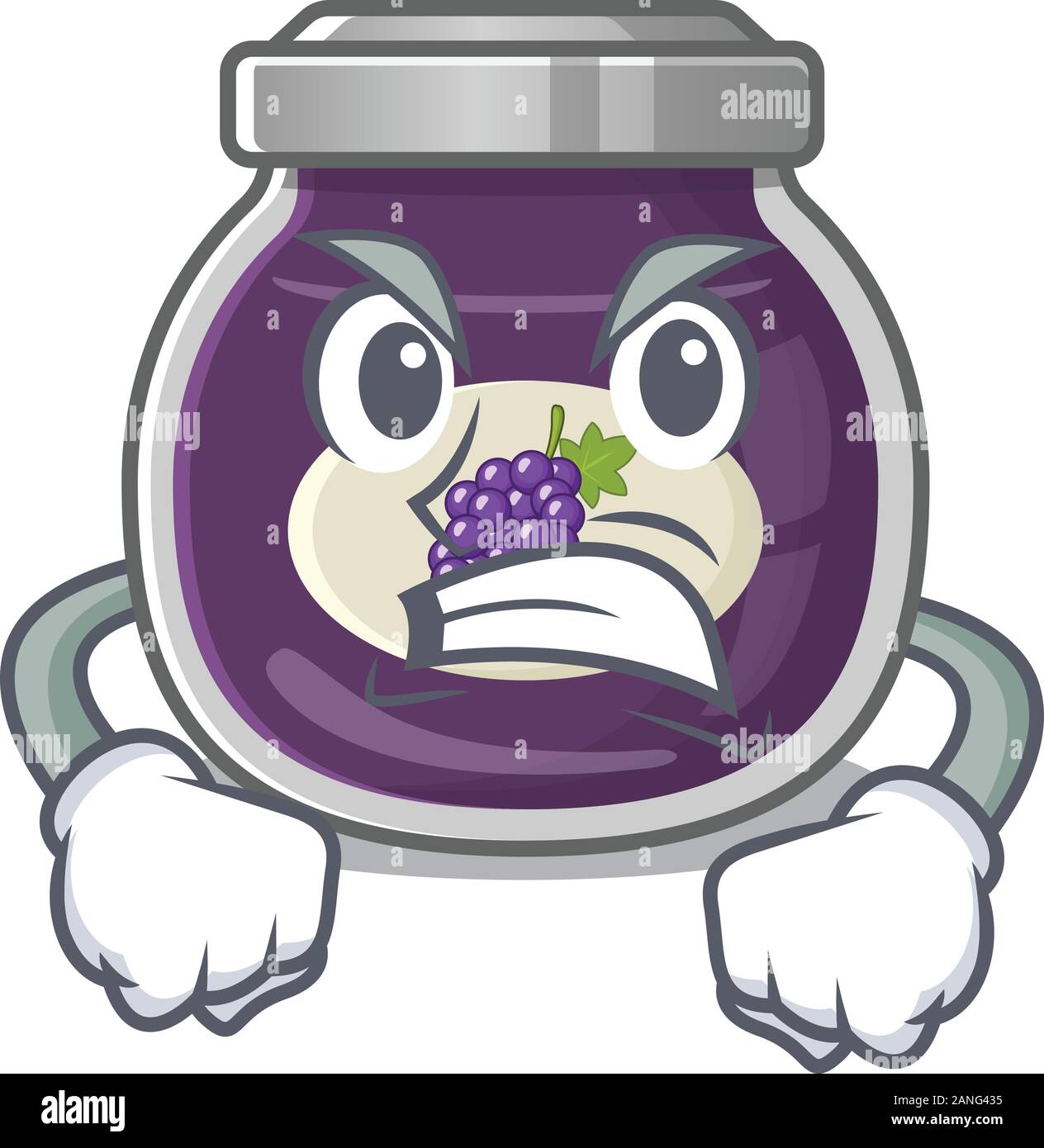 Grape jam cartoon character design having angry face Stock Vector Image