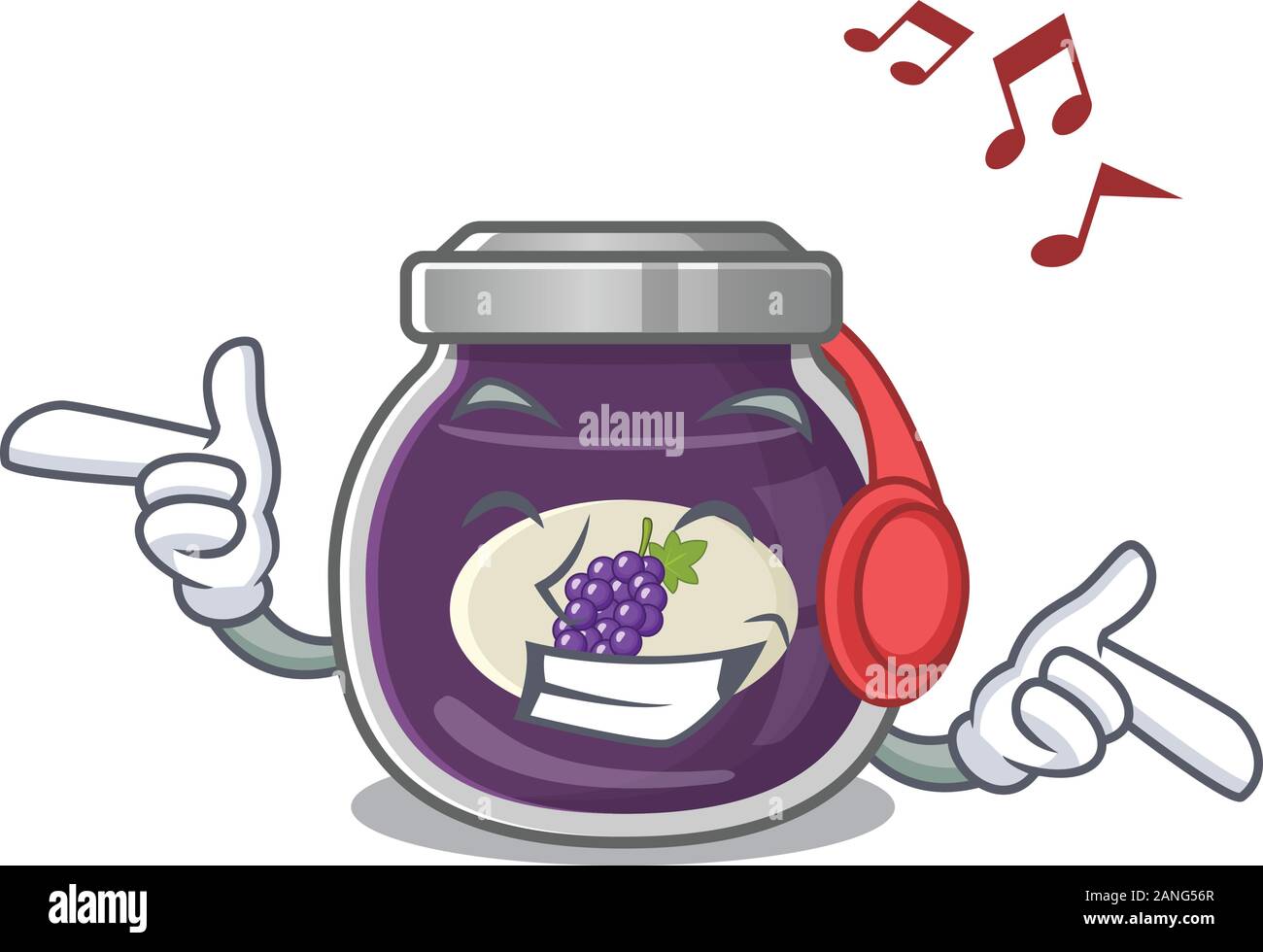 Listening music grape jam mascot cartoon character design Stock Vector