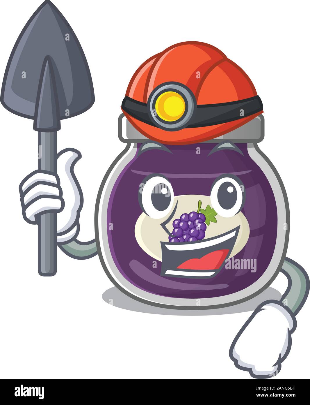 Cool clever Miner grape jam cartoon character design Stock Vector Image