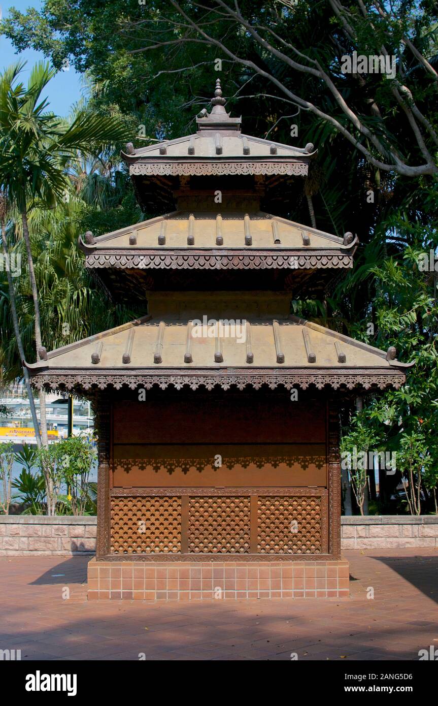 Picture of a small Pagoda located of the Nepalese Peace Pagoda complex located in South Bank Parklands in Brisbane, Australia Stock Photo