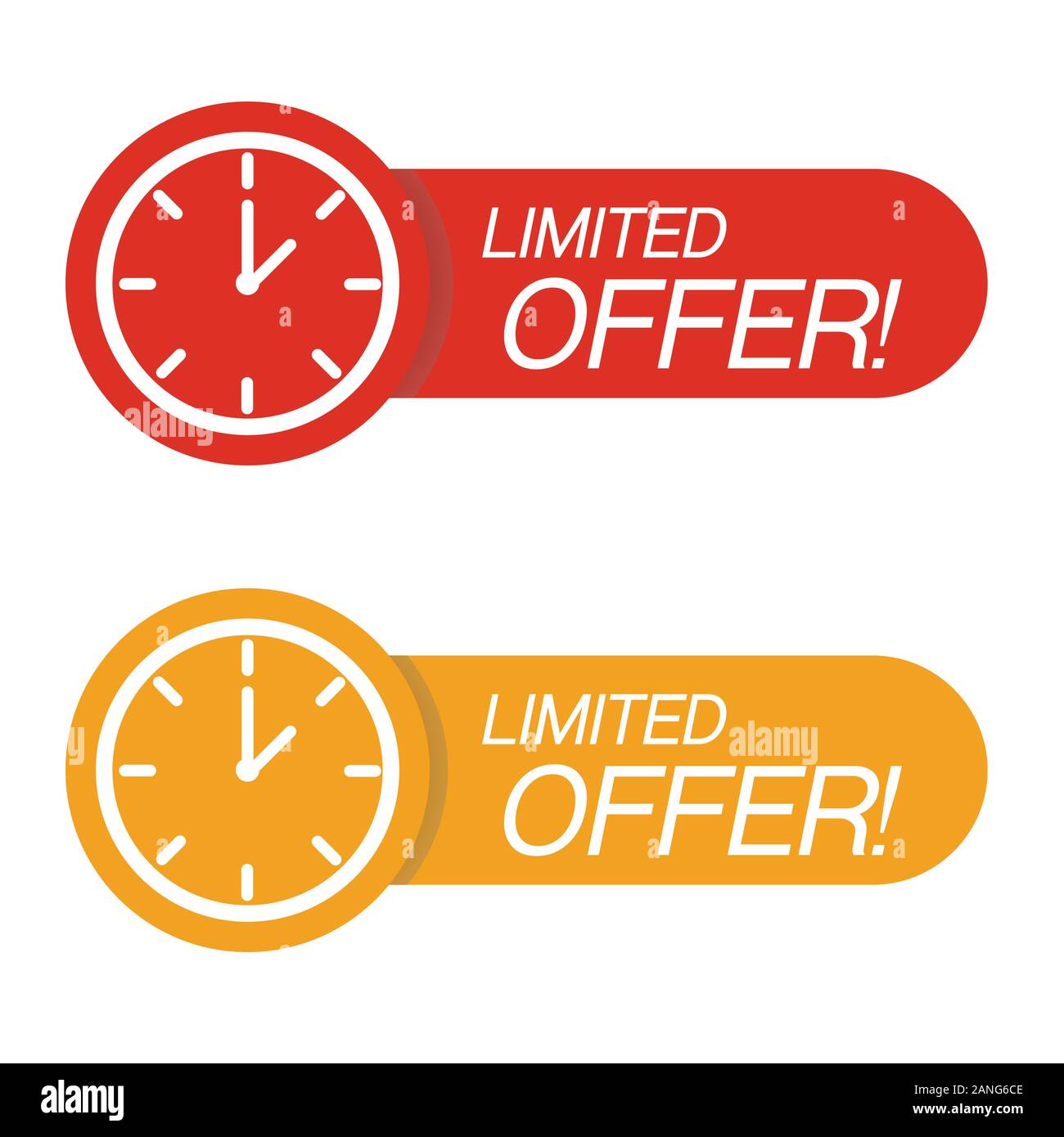 Red limited offer with clock for promotion, banner, price. Label