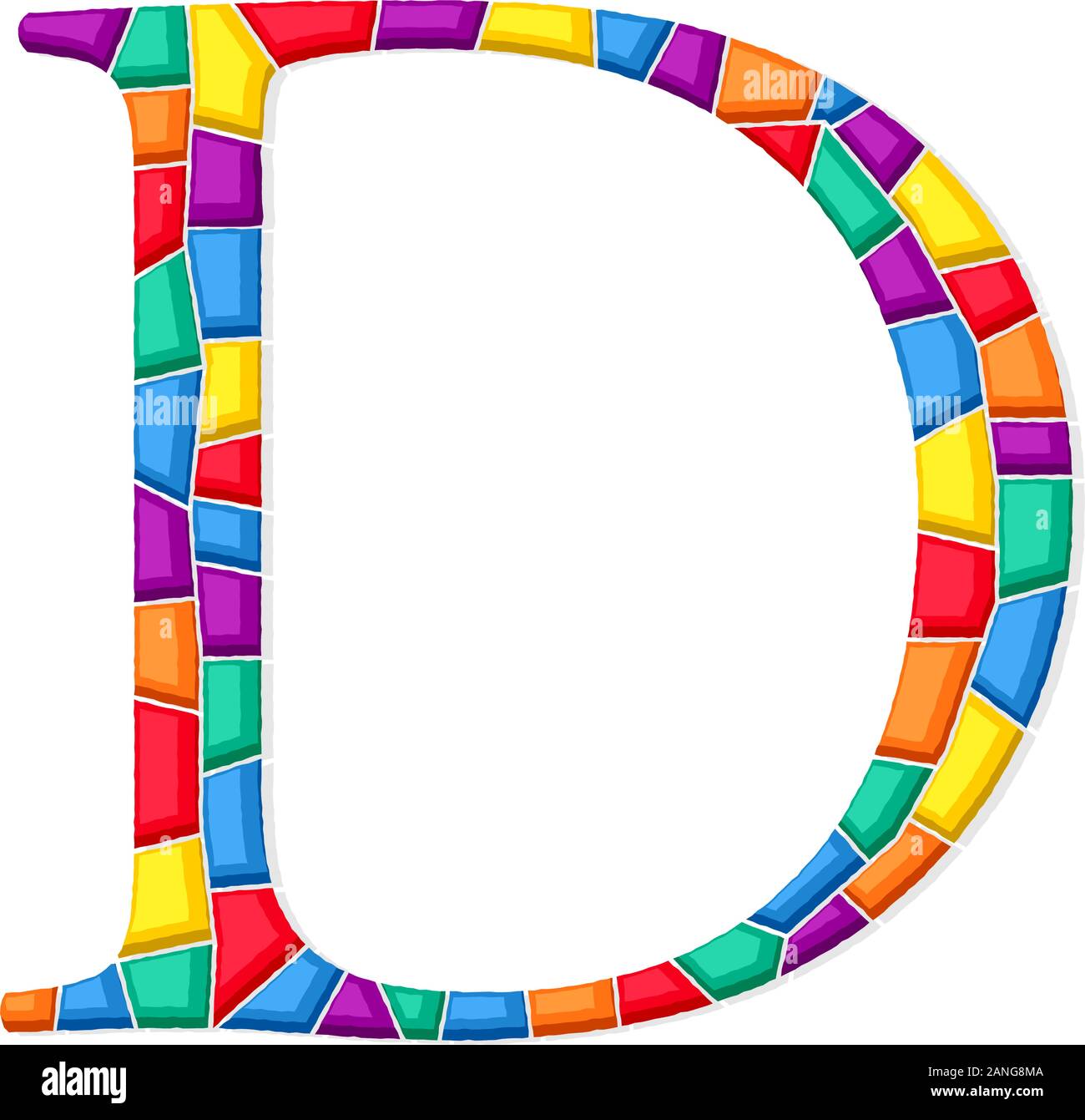 Letter D vector mosaic tiles composition in colors over white ...