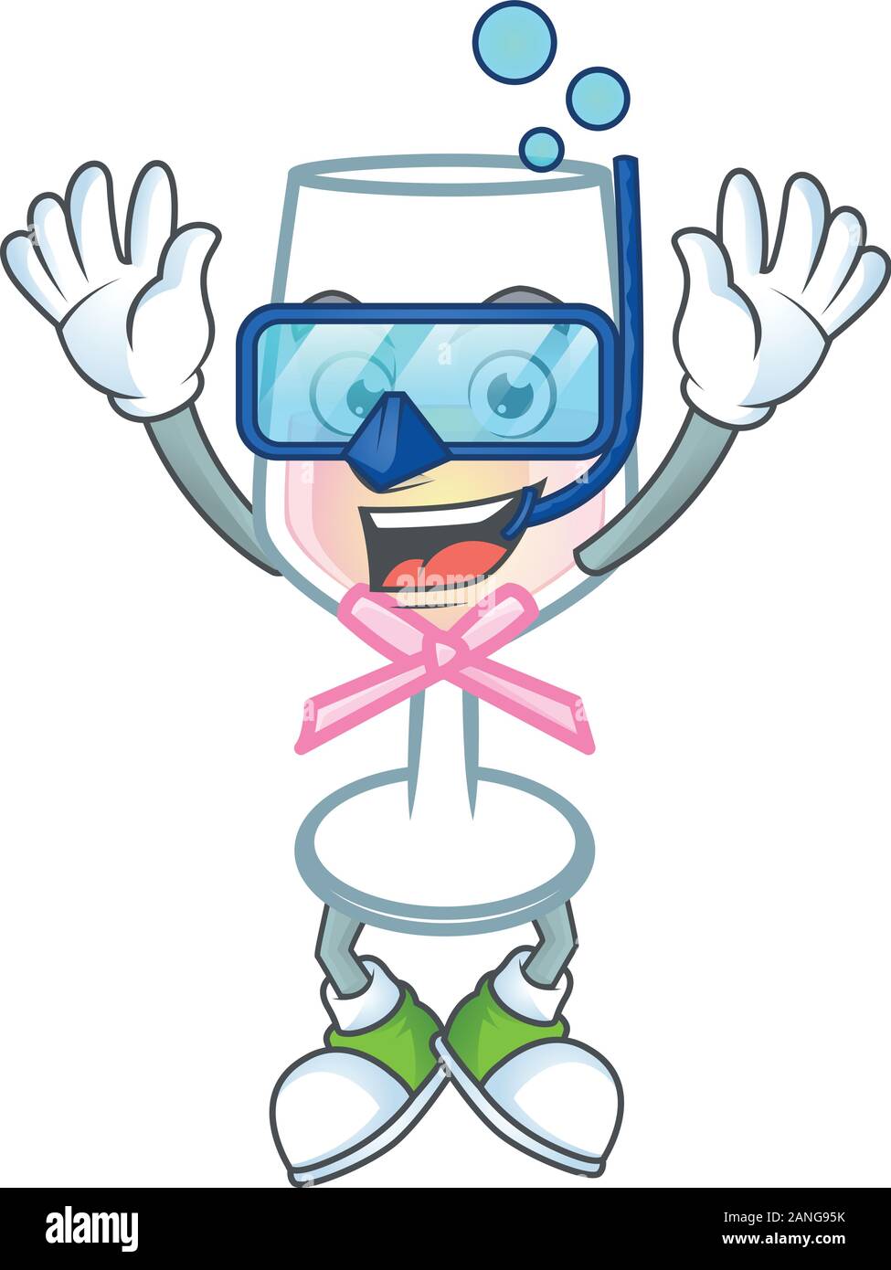 cartoon character of pink glass of wine wearing Diving glasses Stock Vector Image & Art Alamy