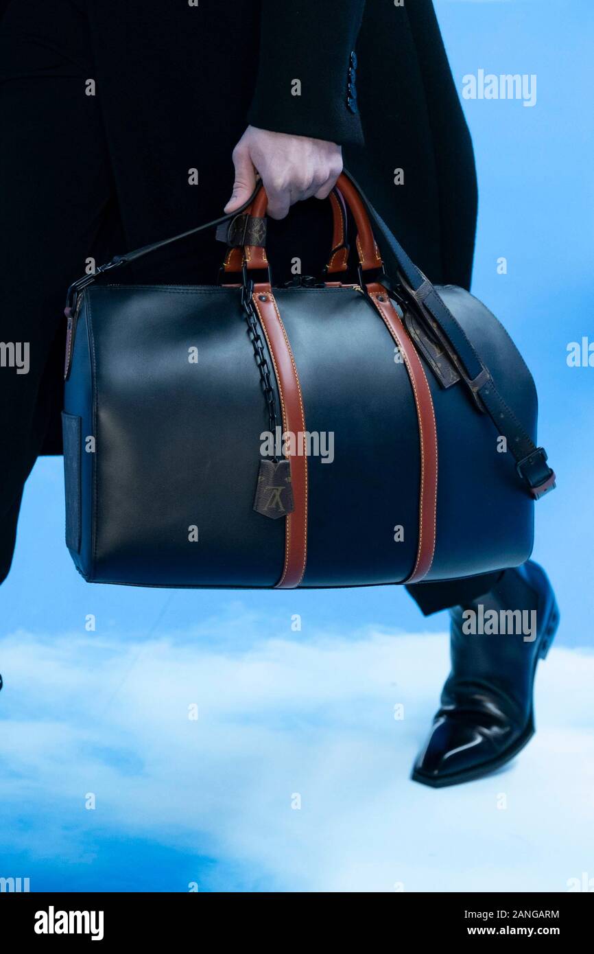 Paris, France. 16th Jan, 2020. Handbag at Louis Vuitton AW20 Men‚Äôs Runway  during Paris Fashion Week Men‚Äôs January 2020 - Paris, France 16/01/2020
