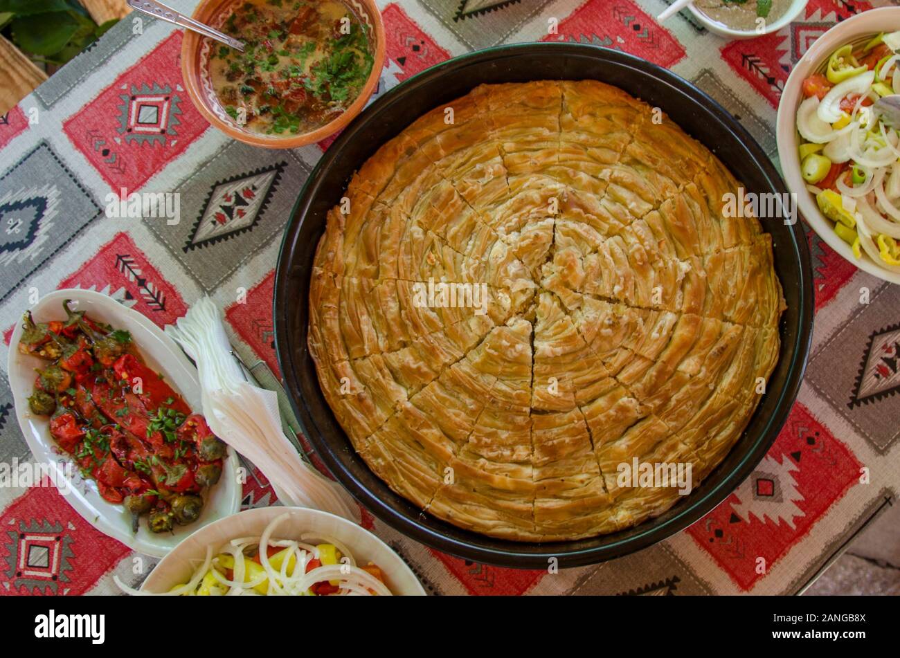 Zelnik - Macedonian Pie - Pastry - pie with eggs and cheese – Vitkalnik  Stock Photo - Alamy