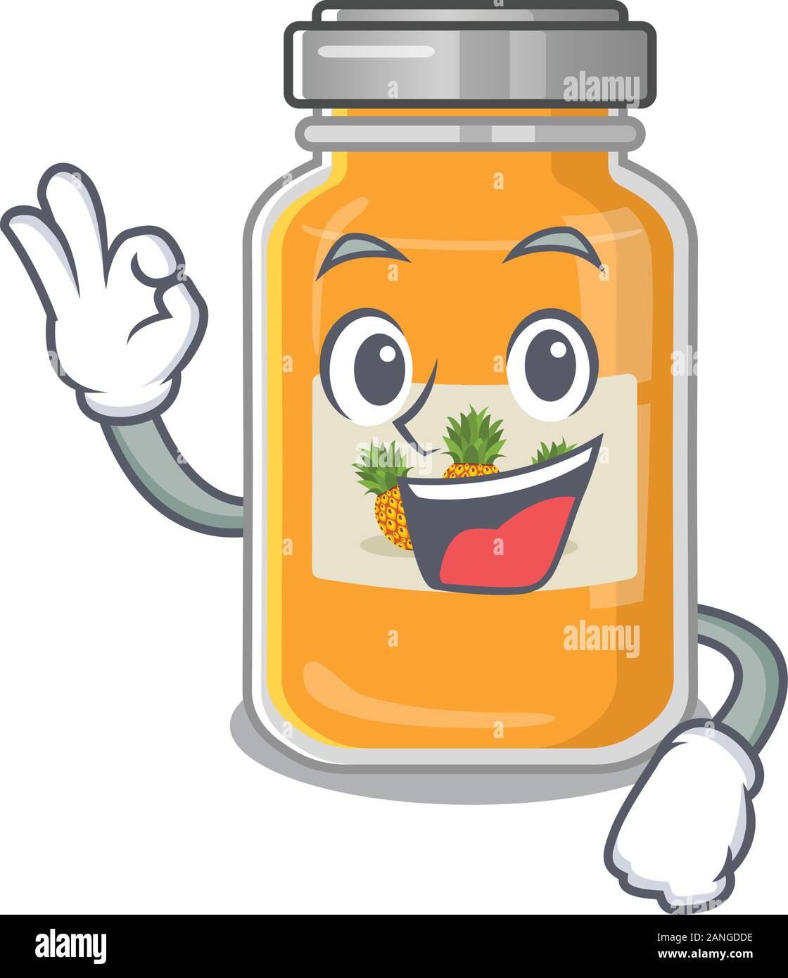 A picture of pineapple jam making an Okay gesture Stock Vector Image