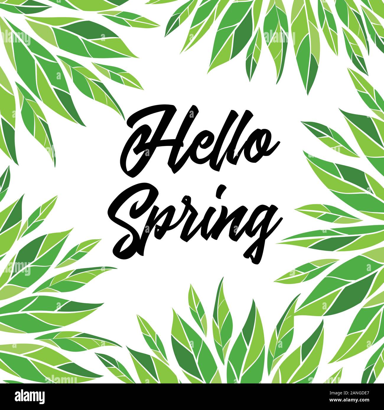 Hello spring. Vector card with lettering Stock Vector
