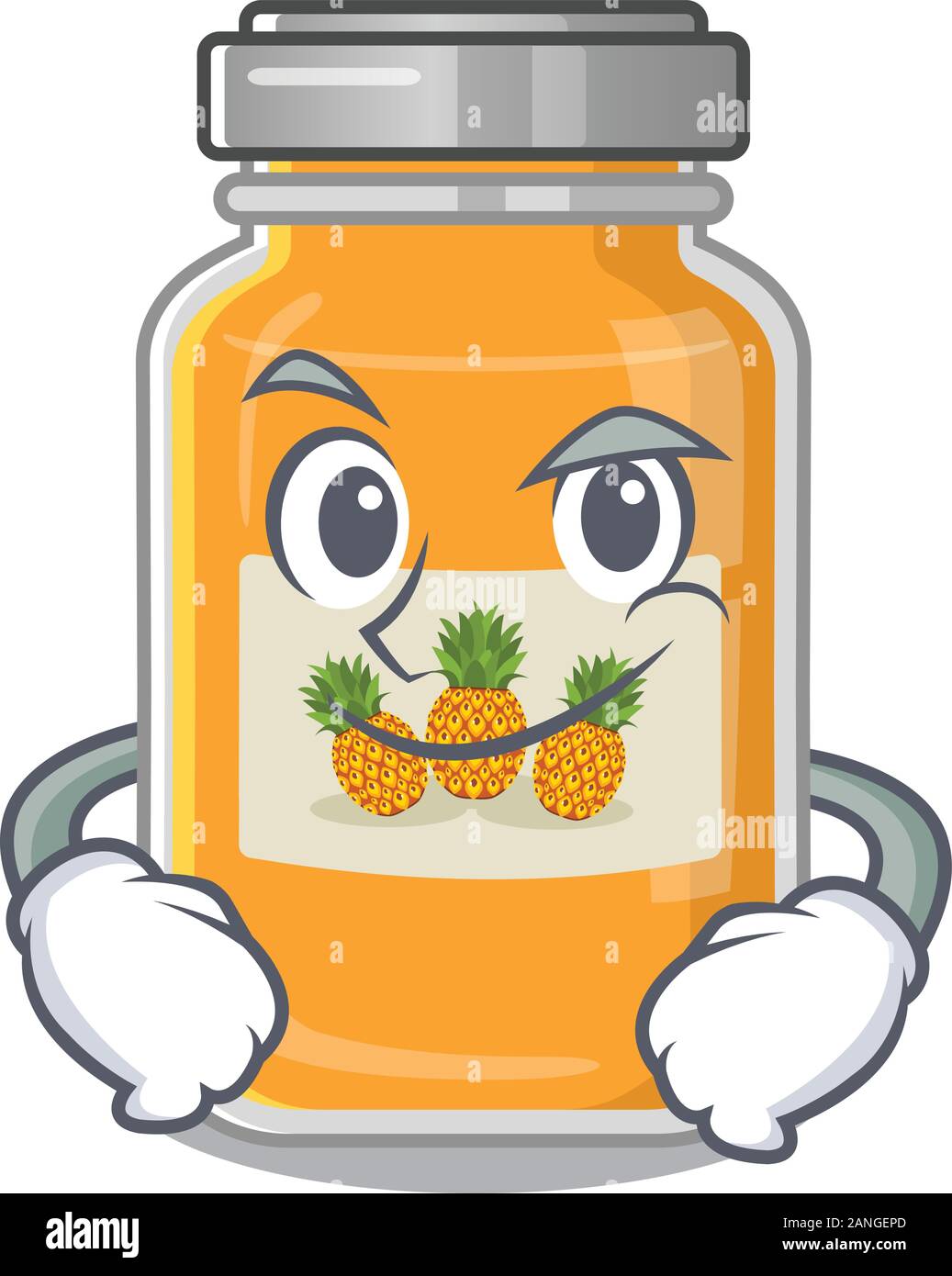 Cool pineapple jam mascot character with Smirking face Stock Vector