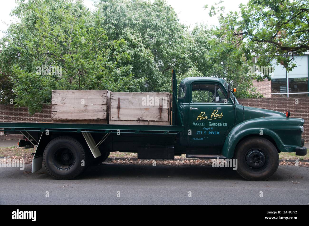 Fruiterer's veteran flatbed Dodge truck, Melbourne, Australia Stock Photo