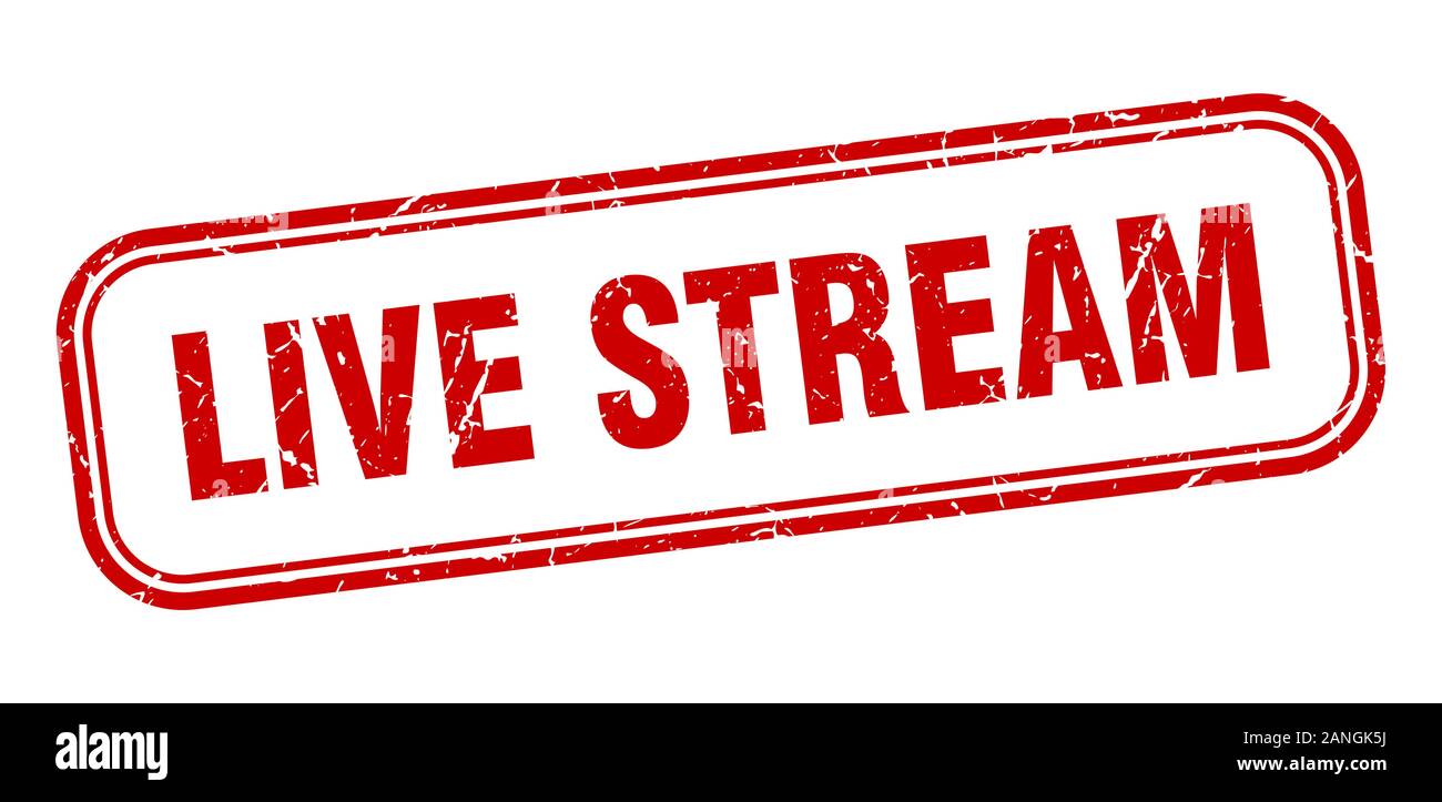 live stream stamp. live stream square grunge red sign Stock Vector