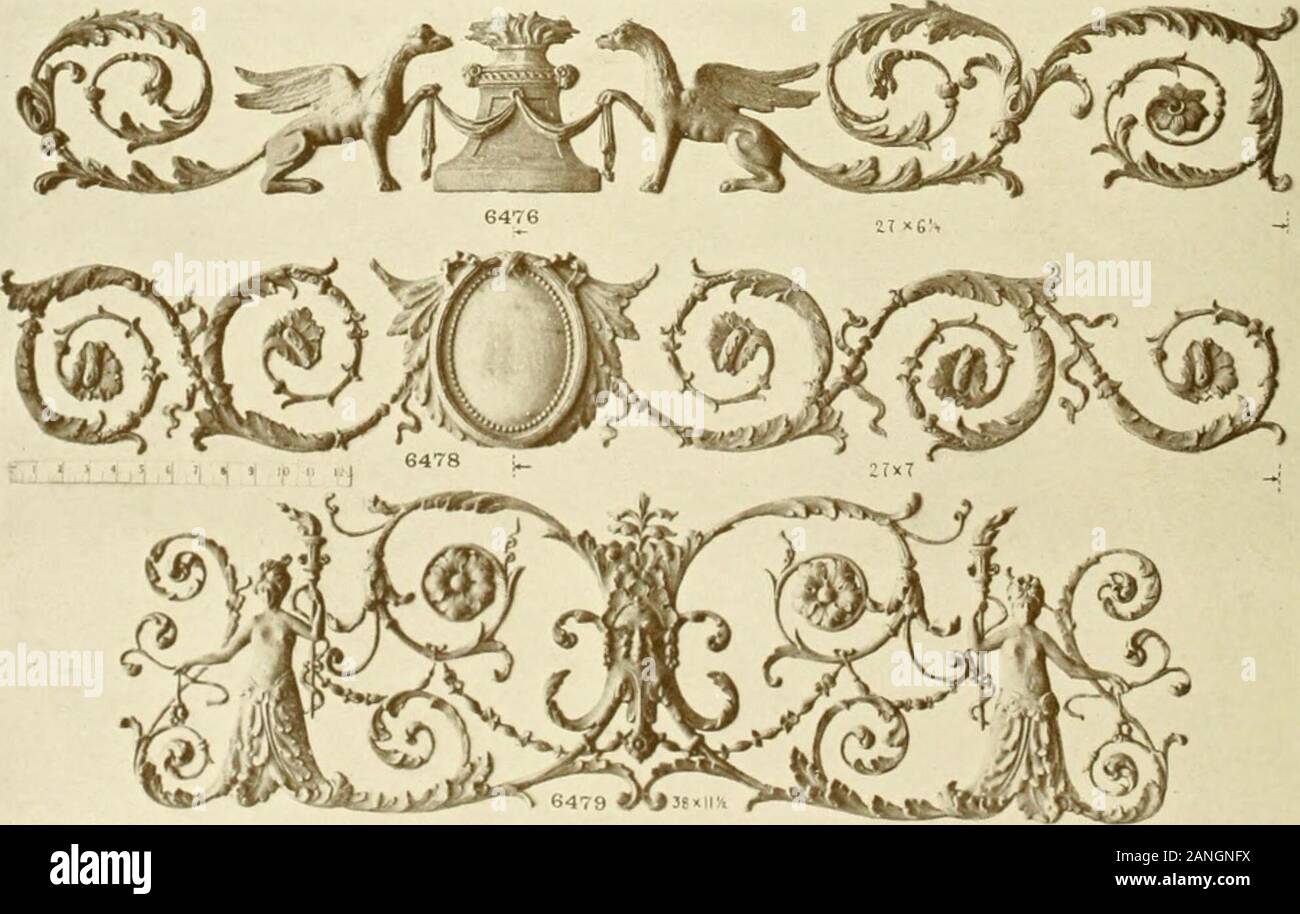 Catalog of Capitals, brackets and compo ornament for exterior and interior decoration . 4 4 &gt; (I. VU5 OTK.—These ornaments ean be varied li imii &lt;i -ii-hhi- given. [114] (,. I- . WALTER, 157 Easl 44th Street, New York Citj Stock Photo