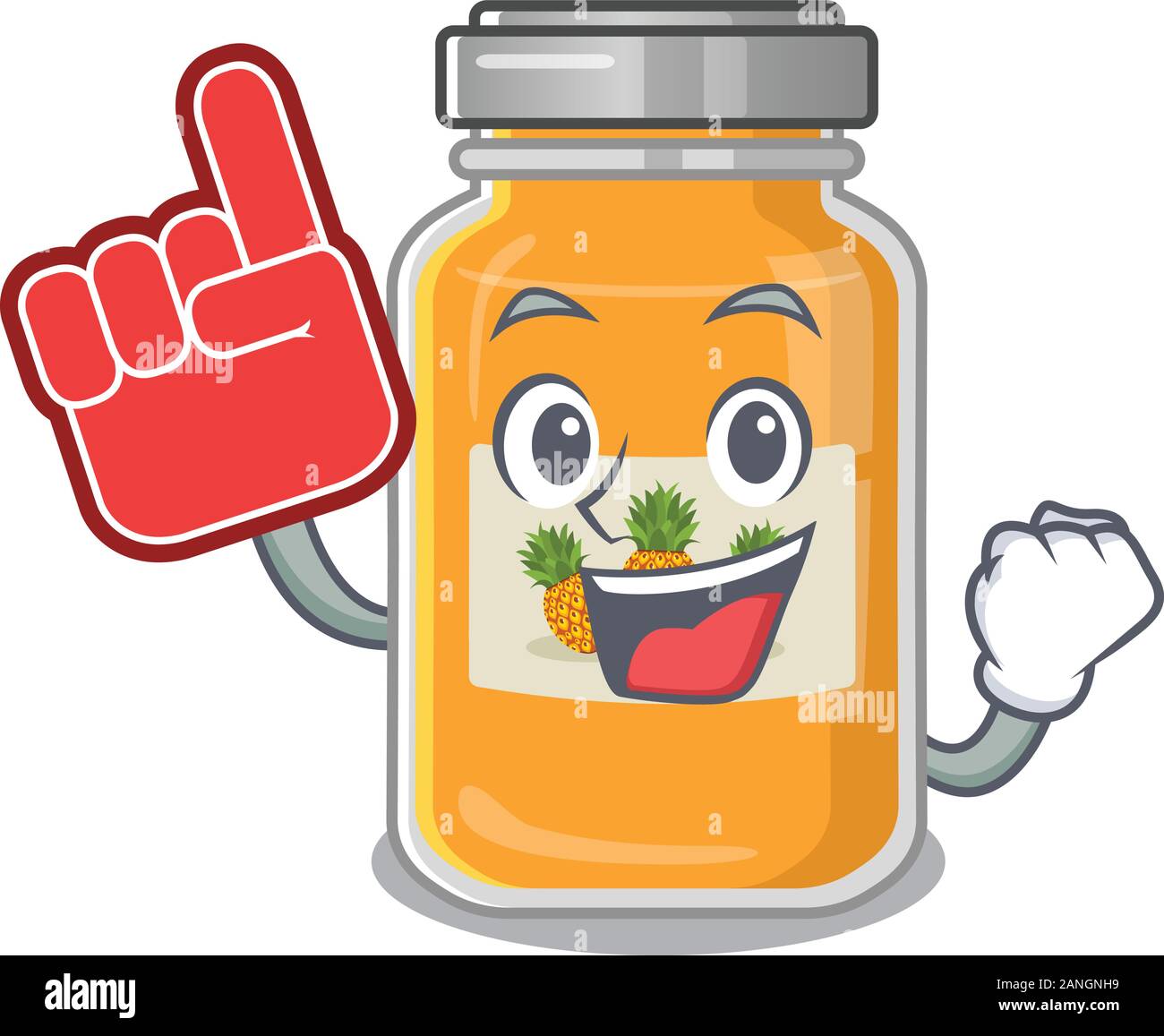 Pineapple jam mascot cartoon style holding a Foam finger Stock Vector