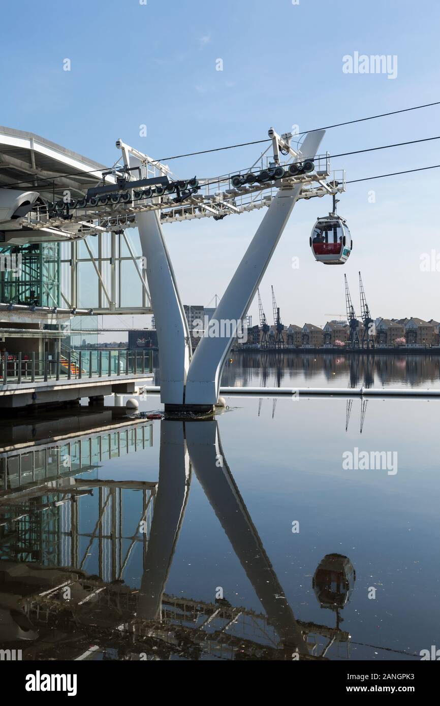 Emirates Air Line cable car, Royal Docks Terminal, London, England Stock Photo