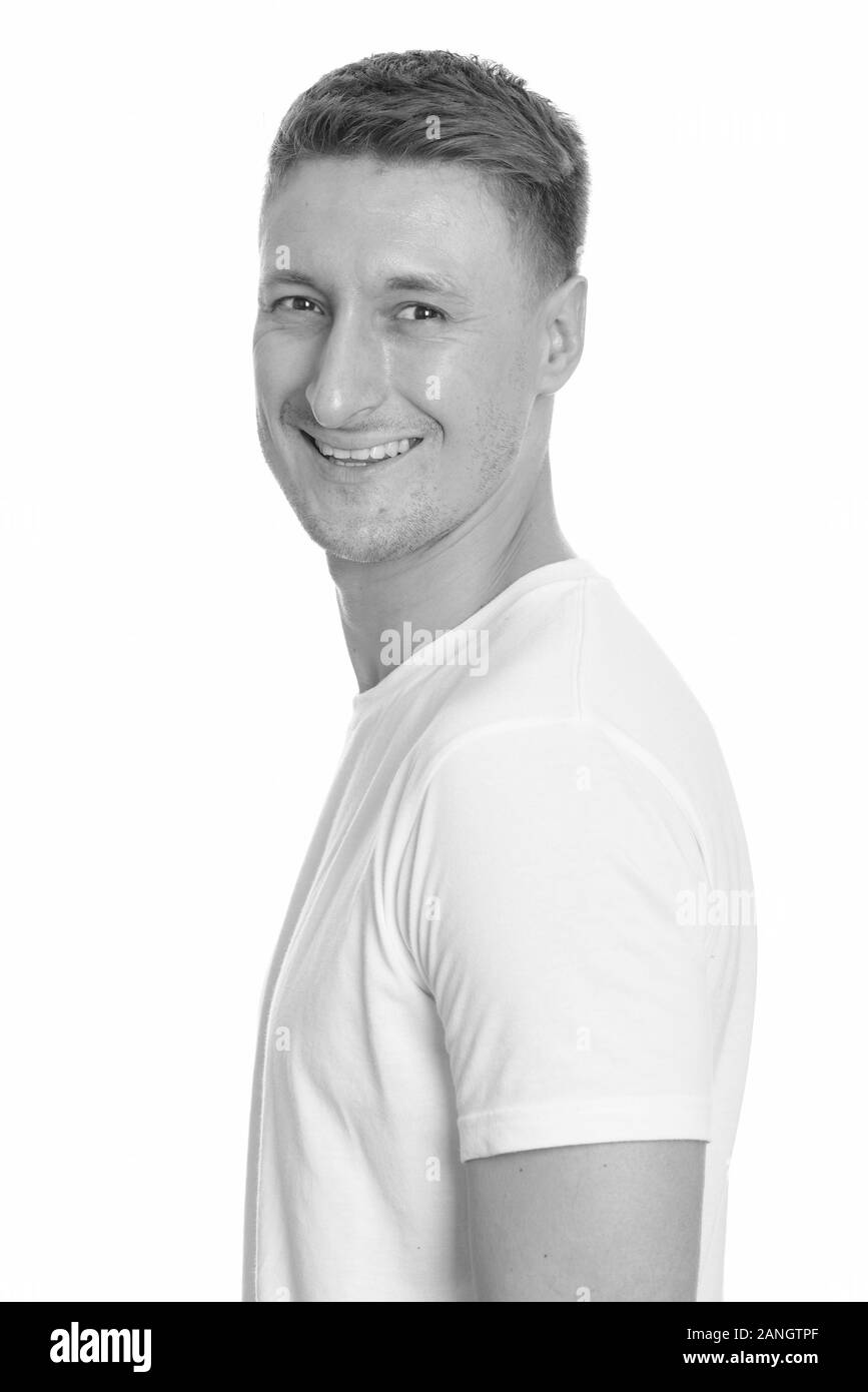 Happy man vintage camera Black and White Stock Photos & Images - Alamy