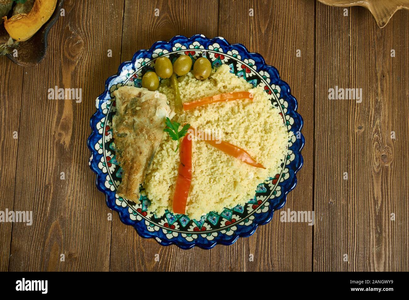 Couscous au merou - Tunisian-Style Couscous with Fish Stock Photo