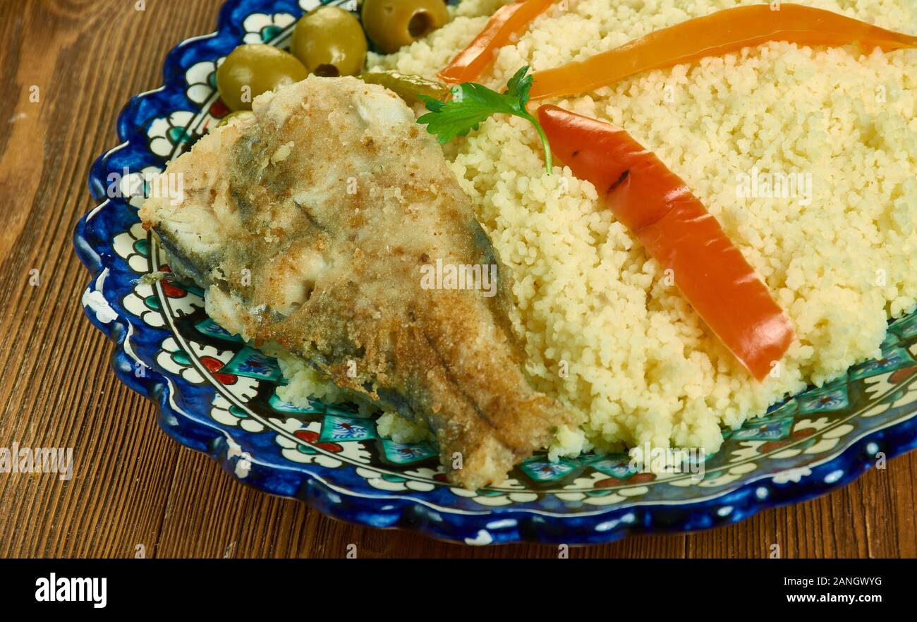 Couscous au merou - Tunisian-Style Couscous with Fish Stock Photo