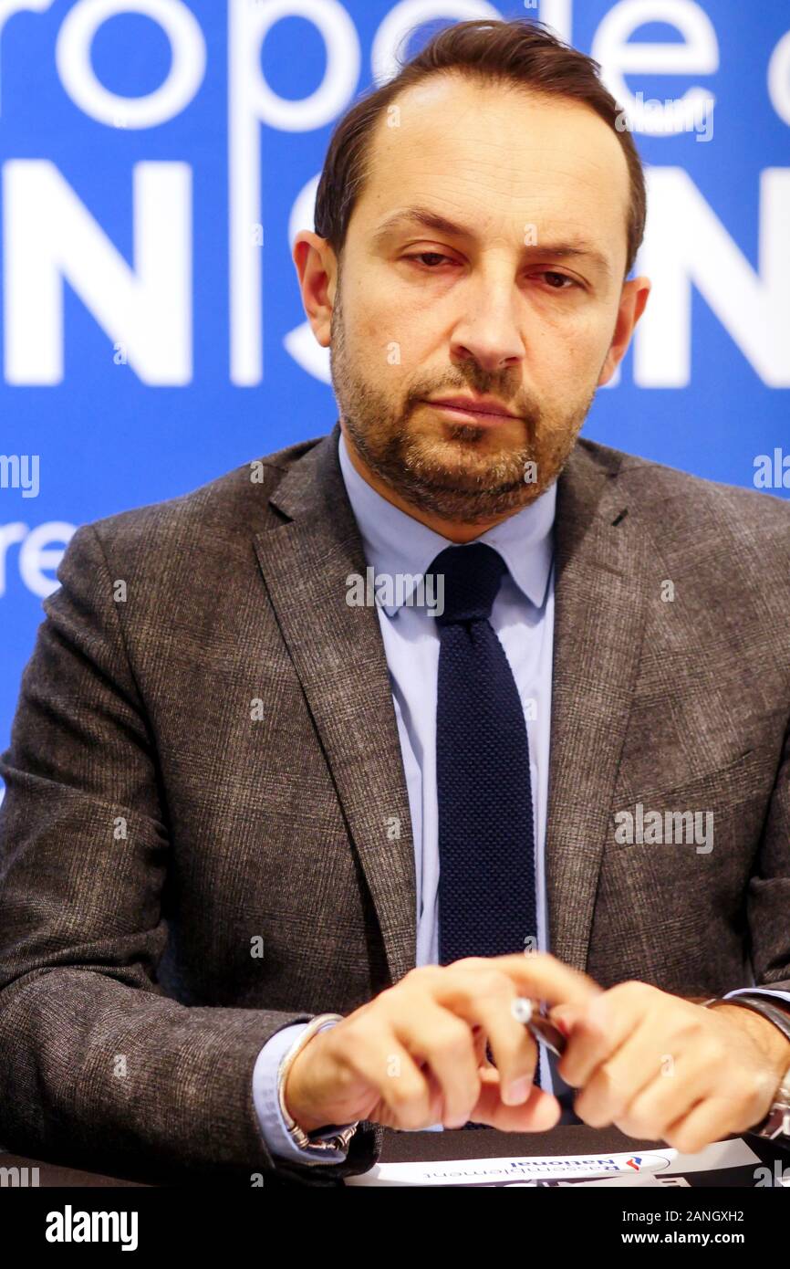 French Deputy Sebastien Chenu (RN), attends Press Conference, Vaulxen