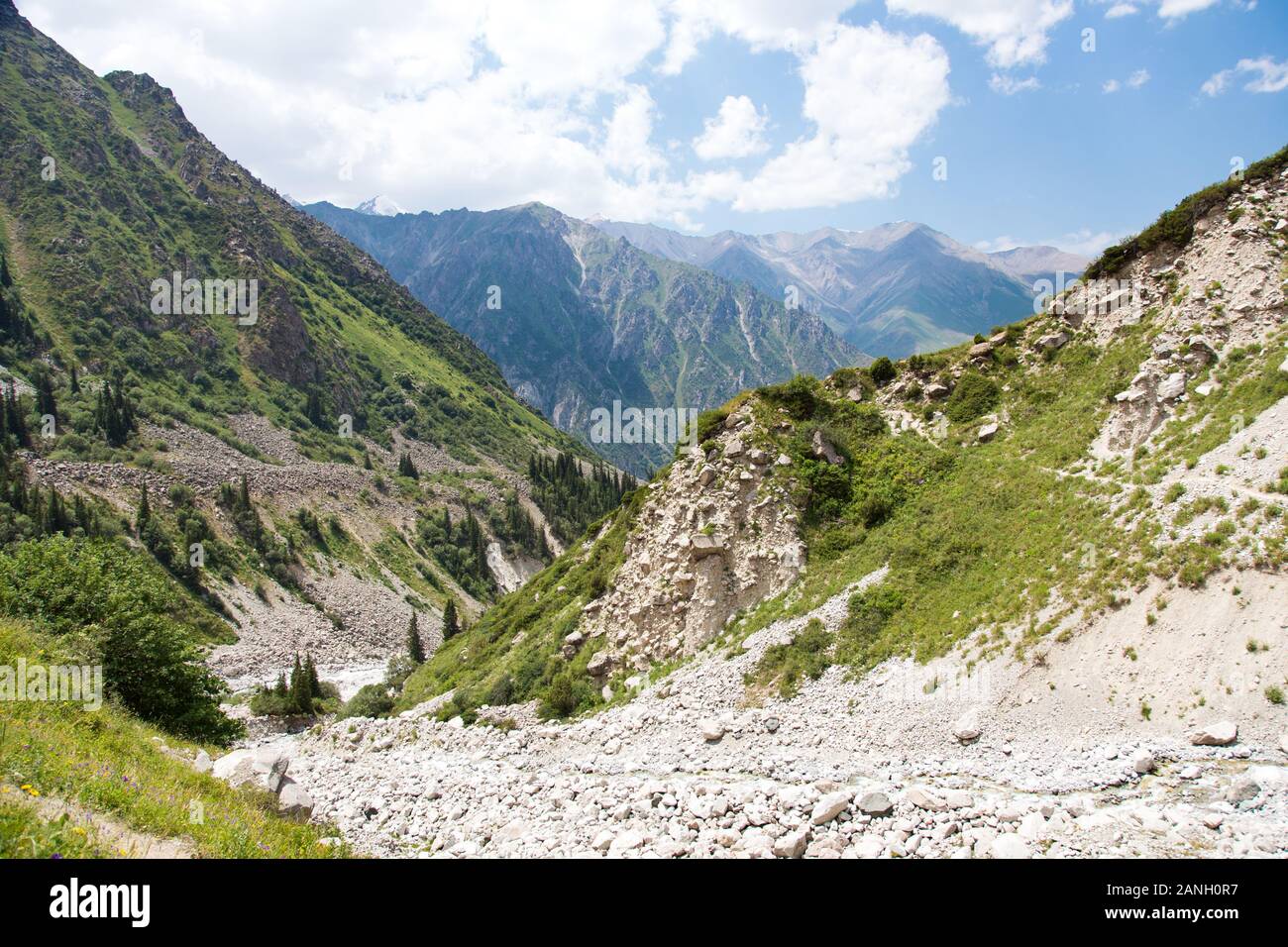 Mountains of Tian Shan range in Kyrgyzstan near Ala Archa National Park Stock Photo