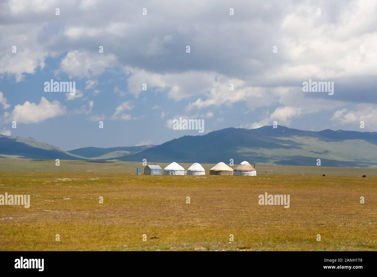 Kyrgyz traditional yurt on a plateau near Song kol in Kyrgyzstan Stock Photo