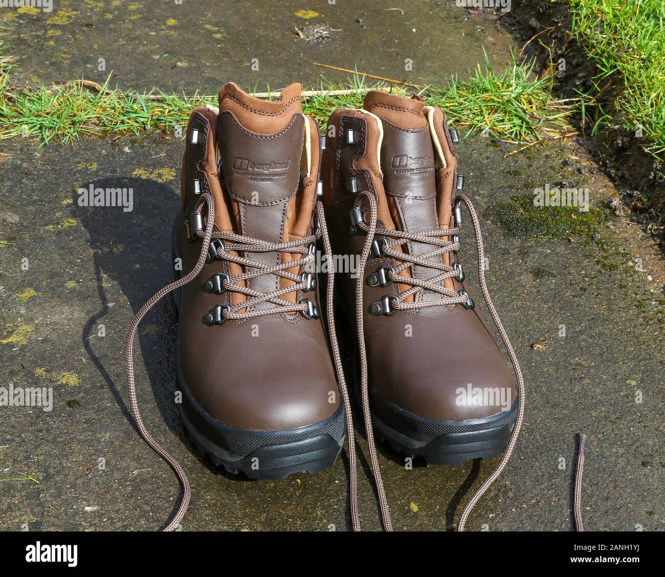 A new pair of Berghaus Brasher Men's Hillmaster II Gore-Tex waterproof  leather Walking Boots in brown Stock Photo - Alamy