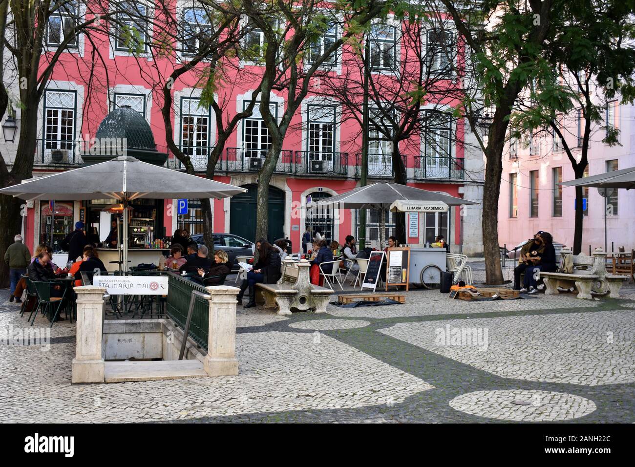 Largo do Carmo, picturesque square, Lisbon, Portugal Stock Photo