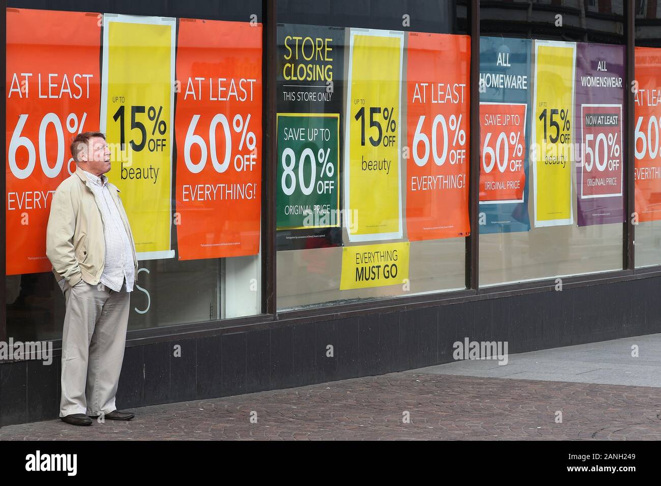 A shop due to close in Folkestone town centre, Kent. PA Photo. Picture date: Friday January 17, 2020. Photo credit should read: Gareth Fuller/PA Wire Stock Photo