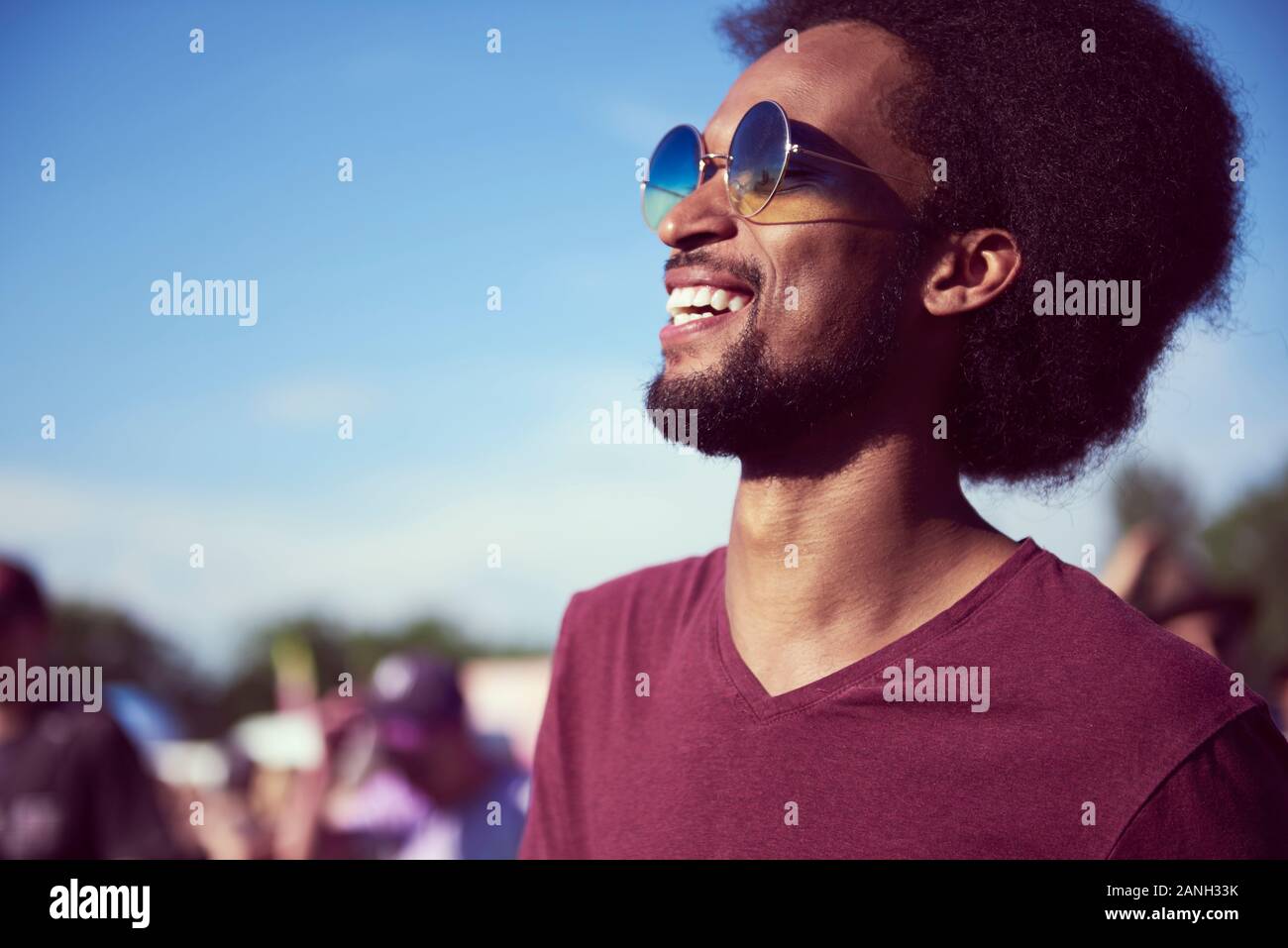 Close up of African man with sunglasses Stock Photo
