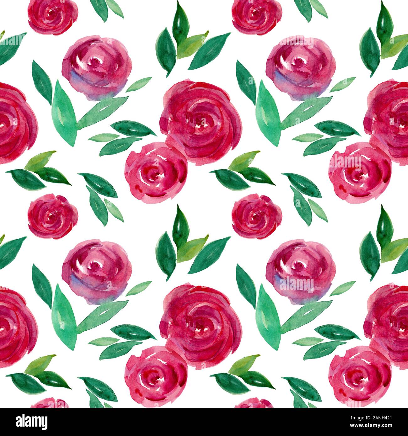 Download Watercolor Floral Seamless Pattern Red And Pink Watercolor Roses With Leaves Hand Painted Vintage Floral Texture On White Background Abstract Rose Stock Photo Alamy