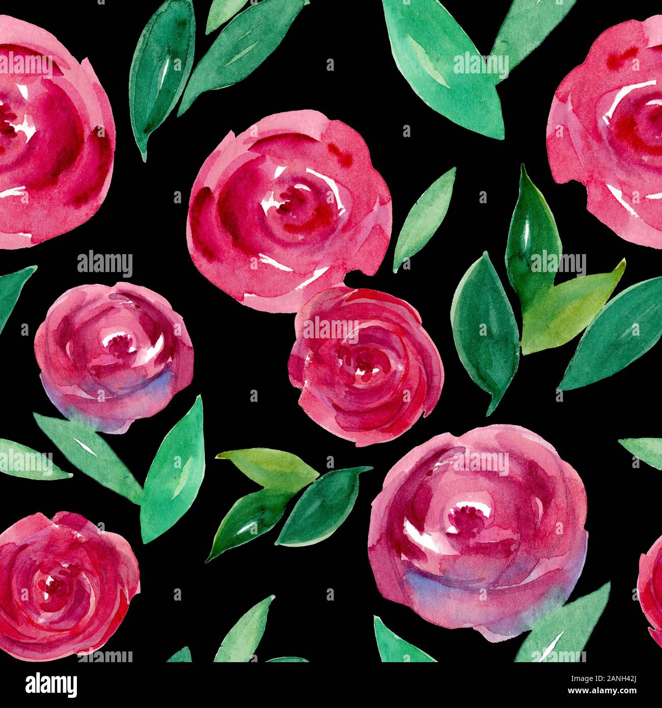 Watercolor Floral Seamless Pattern Red And Pink Watercolor Roses