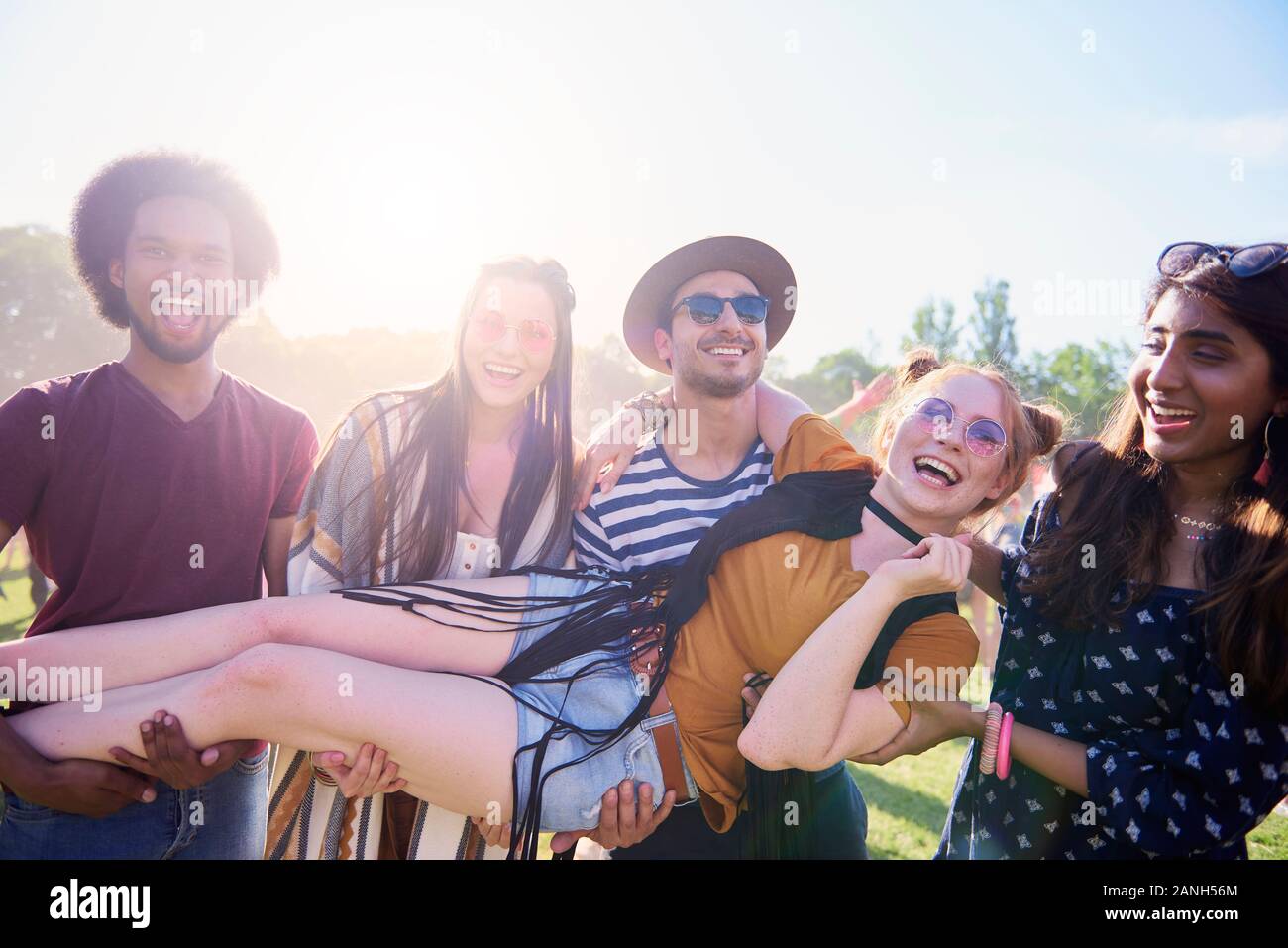 Group of people having fun outdoors Stock Photo