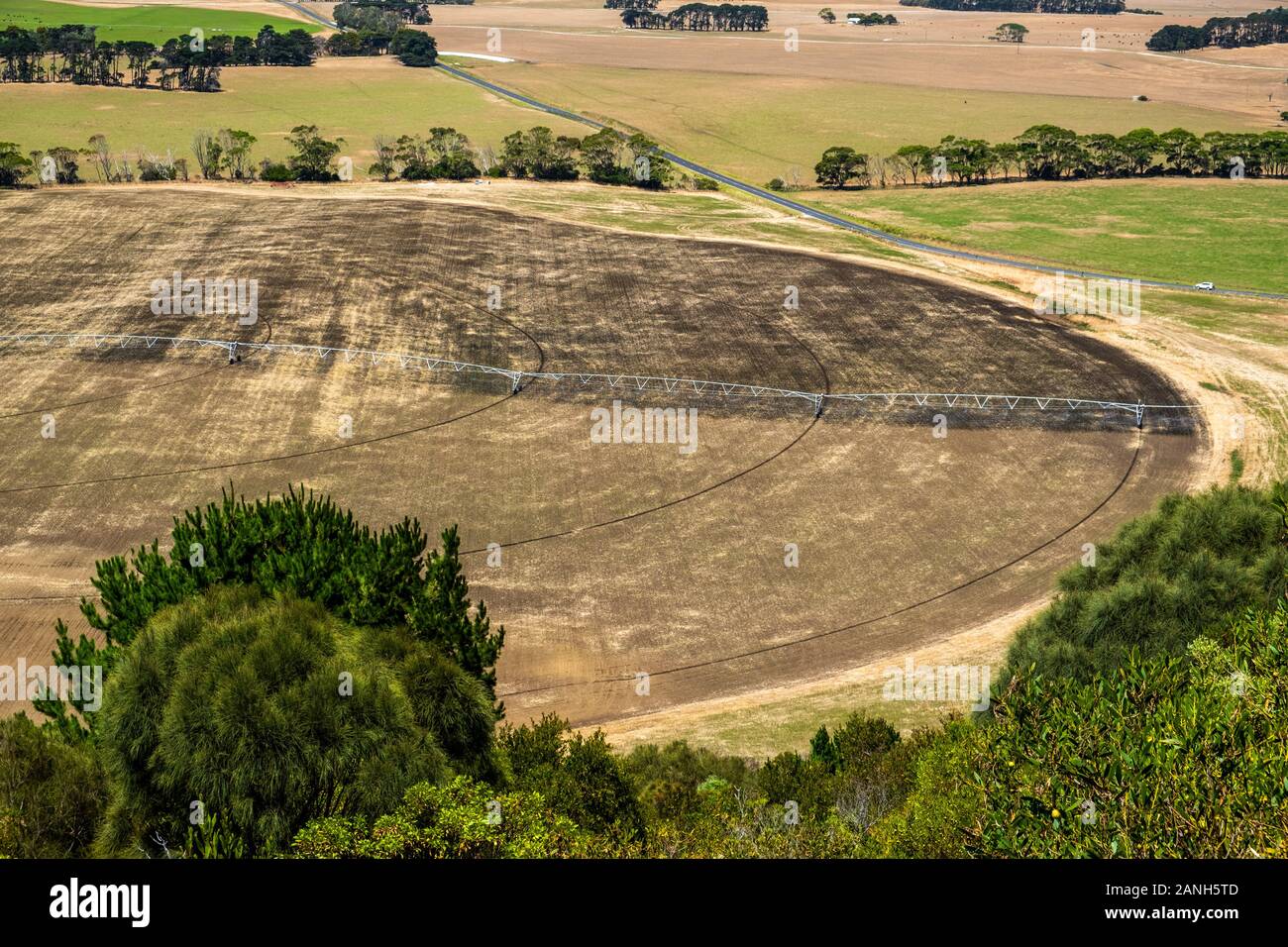 Closeup view of center pivot irrigation system in a field Stock Photo ...