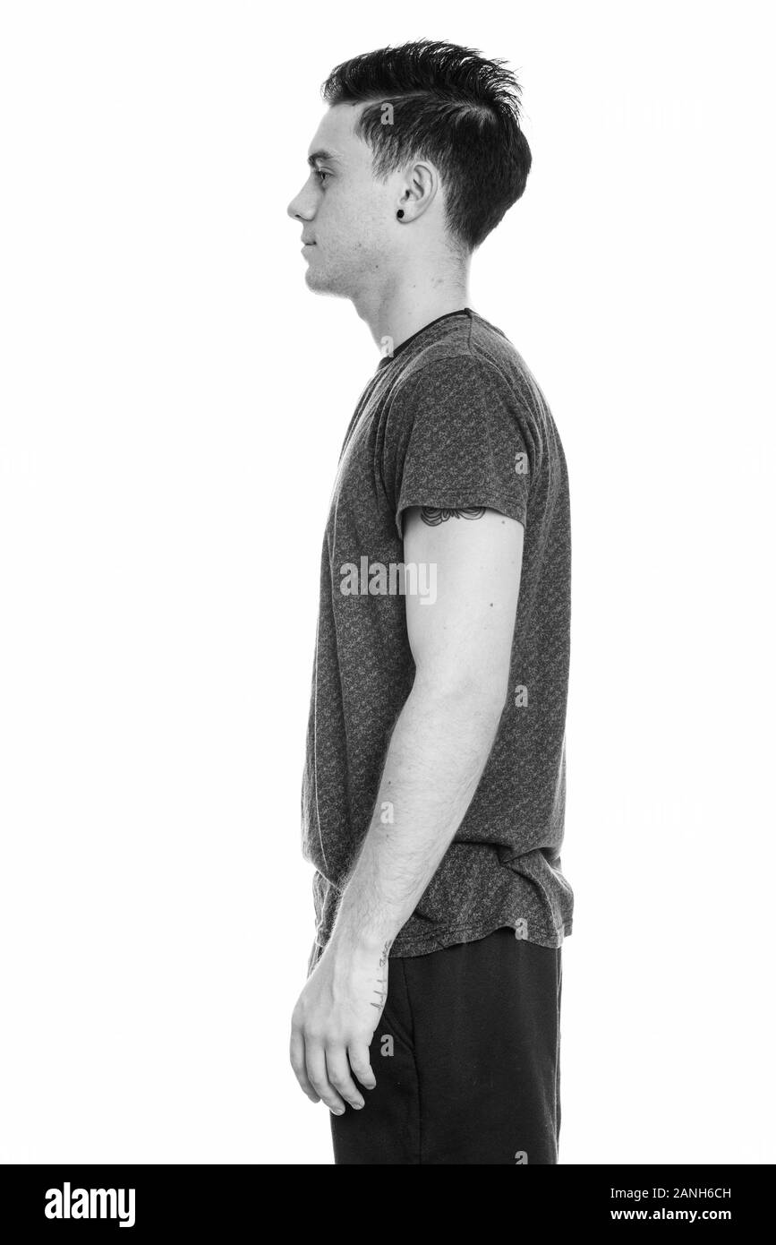 Man standing side view Black and White Stock Photos & Images - Alamy