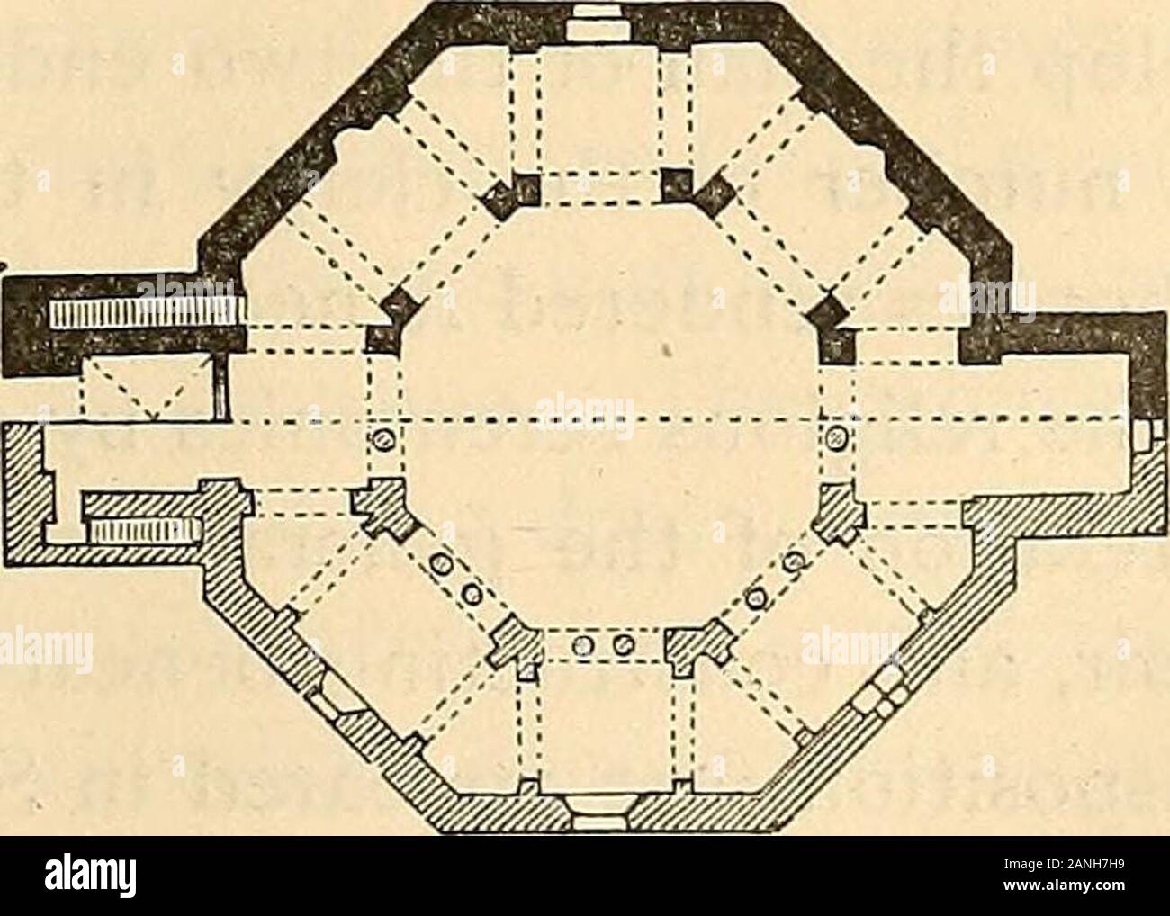 History of mediæval art . Fig. 115.—View of the Interior of the Church ofOttmarsheim.. 224 THE CHRISTIAN ART OF THE NORTH. eight — were usually large basilicas. In Germany, Fulda and St.Gall corresponded in importance to the before-mentioned cloistersin France; they are of superior interest, because known to us throughespecially explicit and trustworthy descriptions. The Convent of Fulda, under the Abbot Sturmius, a pupil of St.Boniface, was the most important establishment of its kind in Ger-many, even at the time of the accession of Charlemagne. Baugulf,the successor of Sturmius, was obliged Stock Photo