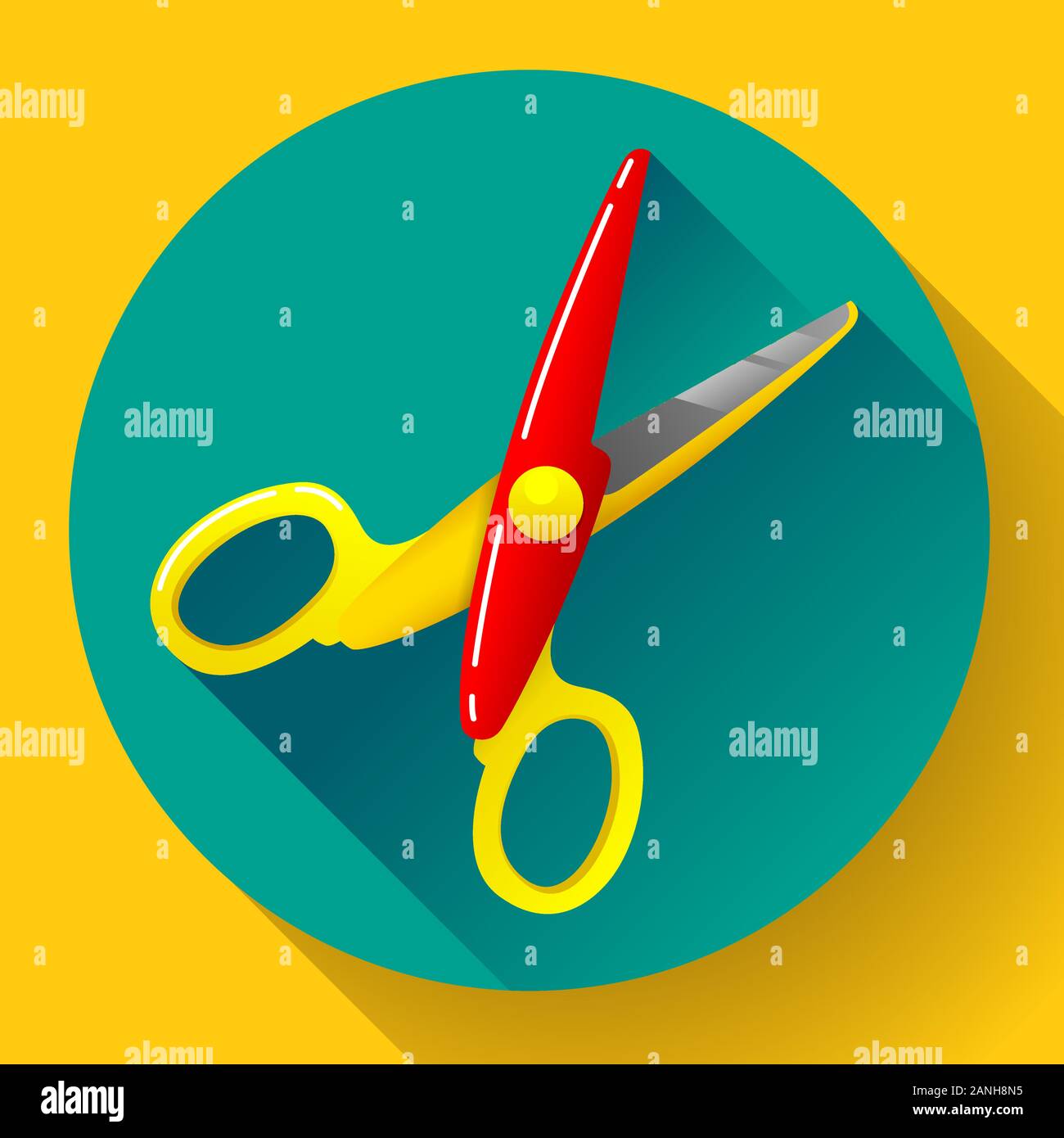 Stationery colored plastic scissors icon, vector illustration. Stock Vector