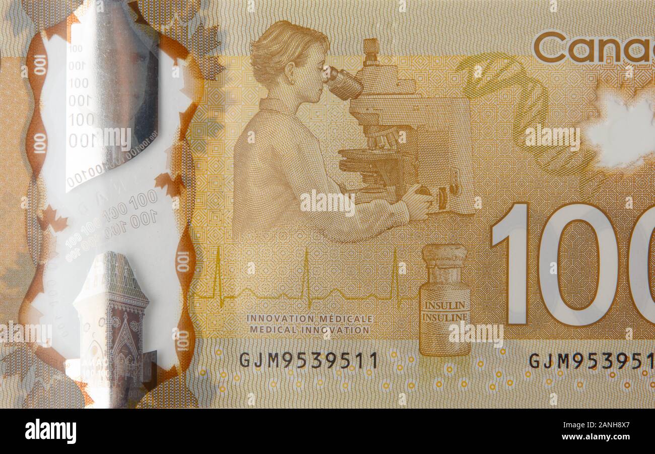 Discovery of insulin into diabetes treatment from Canada 100 Dollars