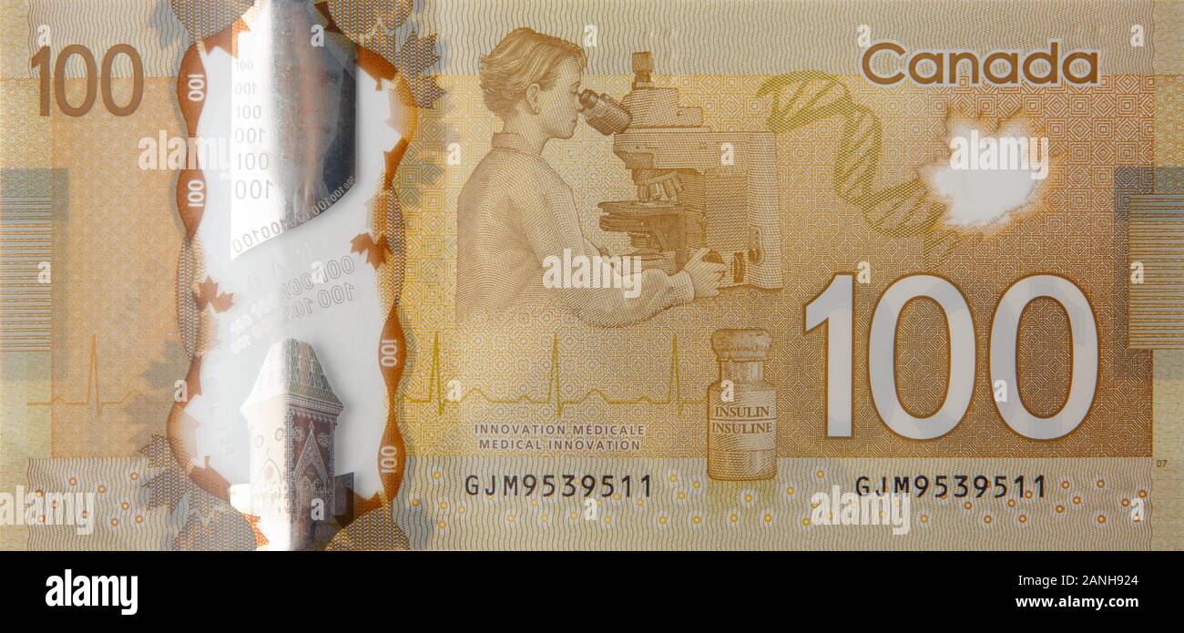 Discovery of insulin into diabetes treatment from Canada 100 Dollars