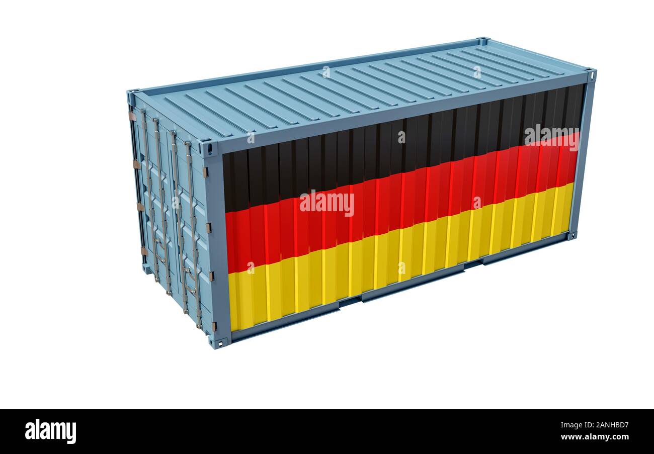 Shipping Container with German flag isolated on white - 3D Rendering ...