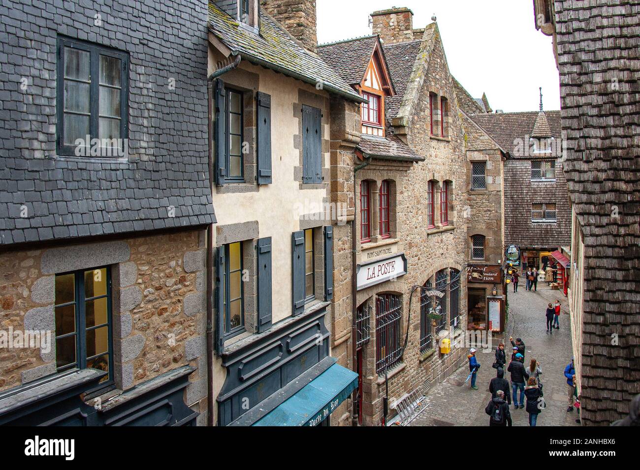 alley in Mont Saint Michel, Normandy, France Stock Photo