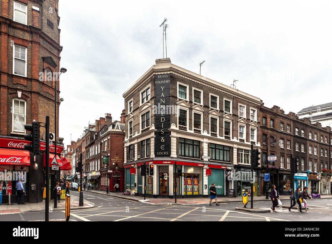 Shopfronts on Theobalds street, London, England, UK. Stock Photo
